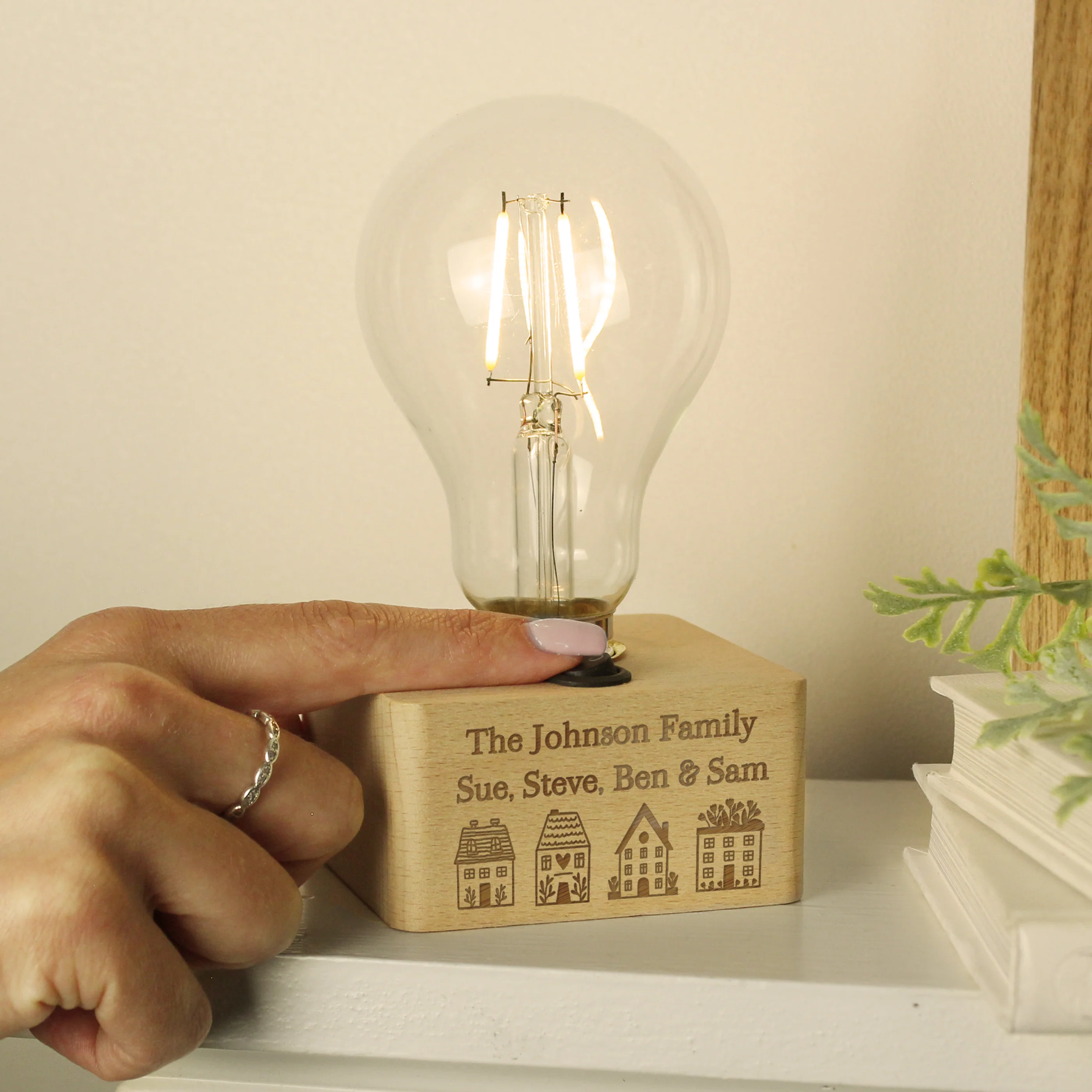 Personalised Home Wooden Bulb Light - Image 4