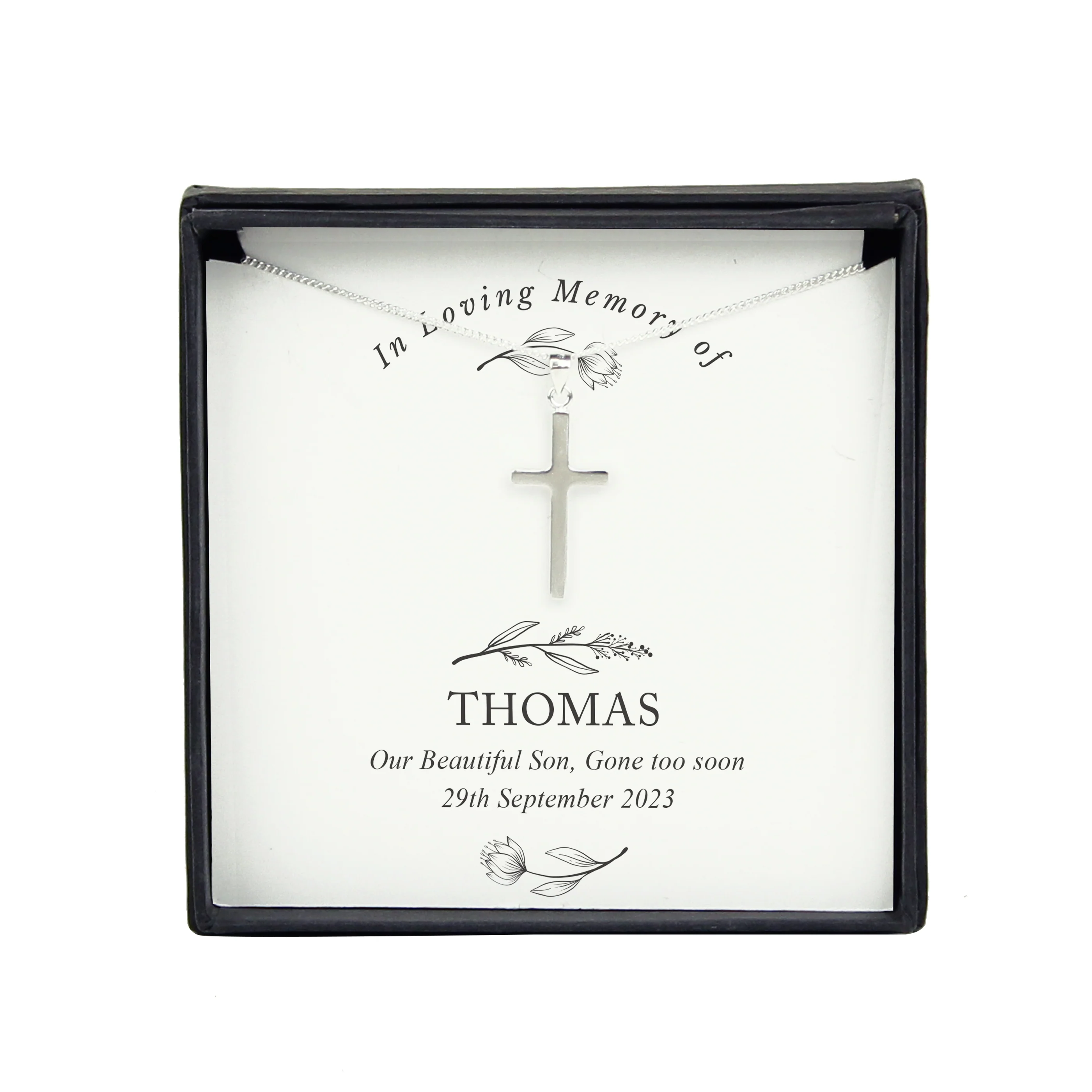 Personalised In Loving Memory Cross Sentiment Necklace and Box - Image 5