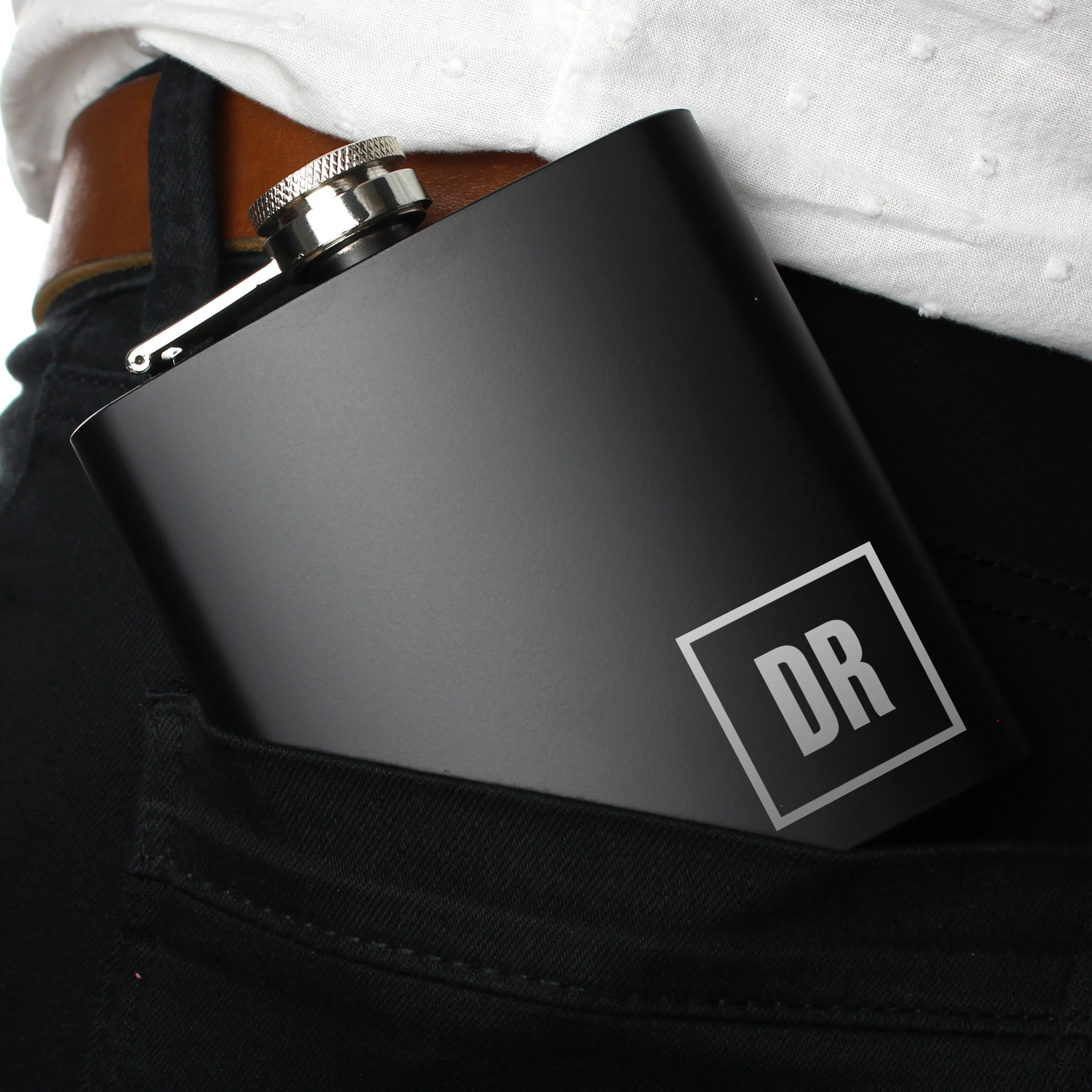 Personalised Initials Black Hip Flask - Image 4