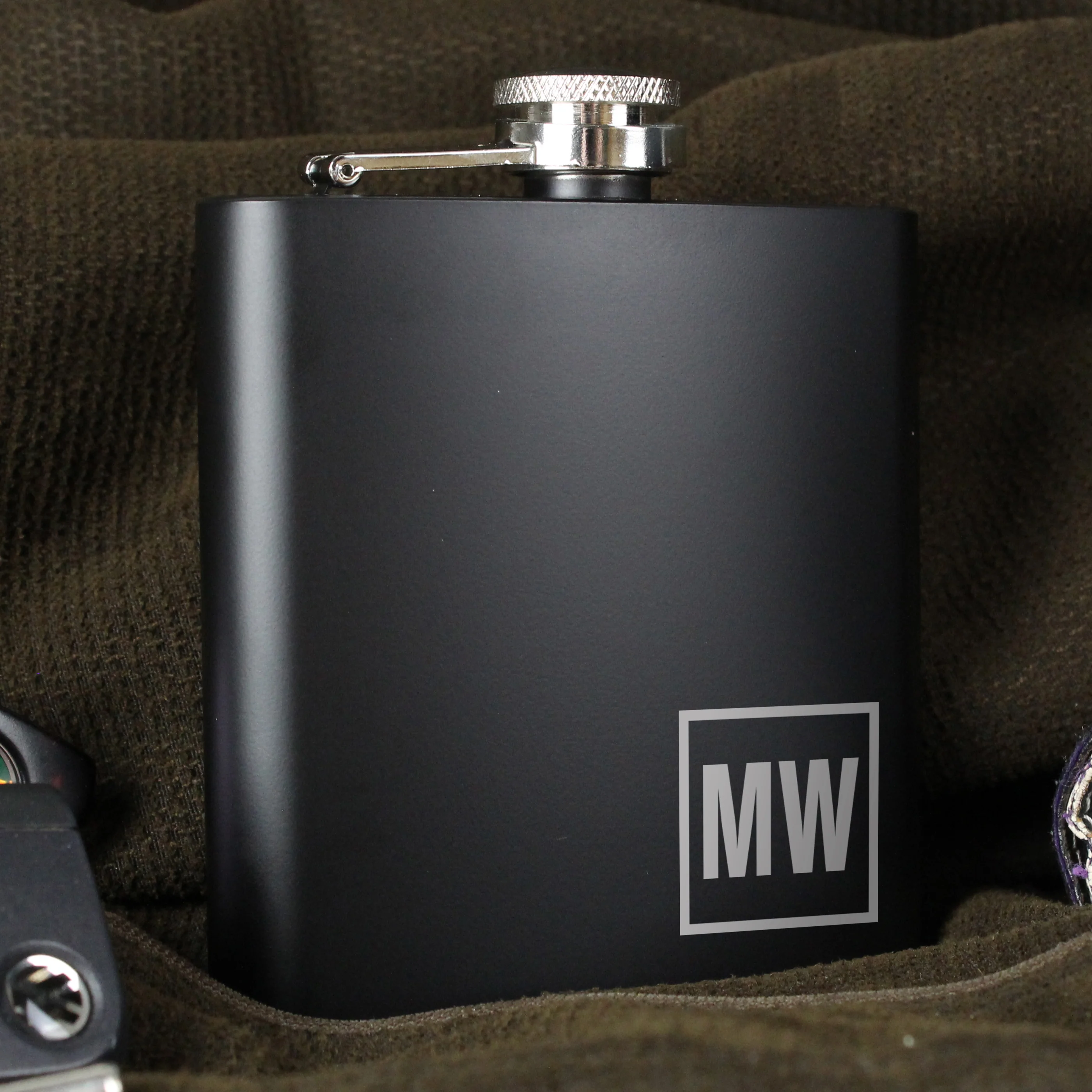 Personalised Initials Black Hip Flask - Image 5