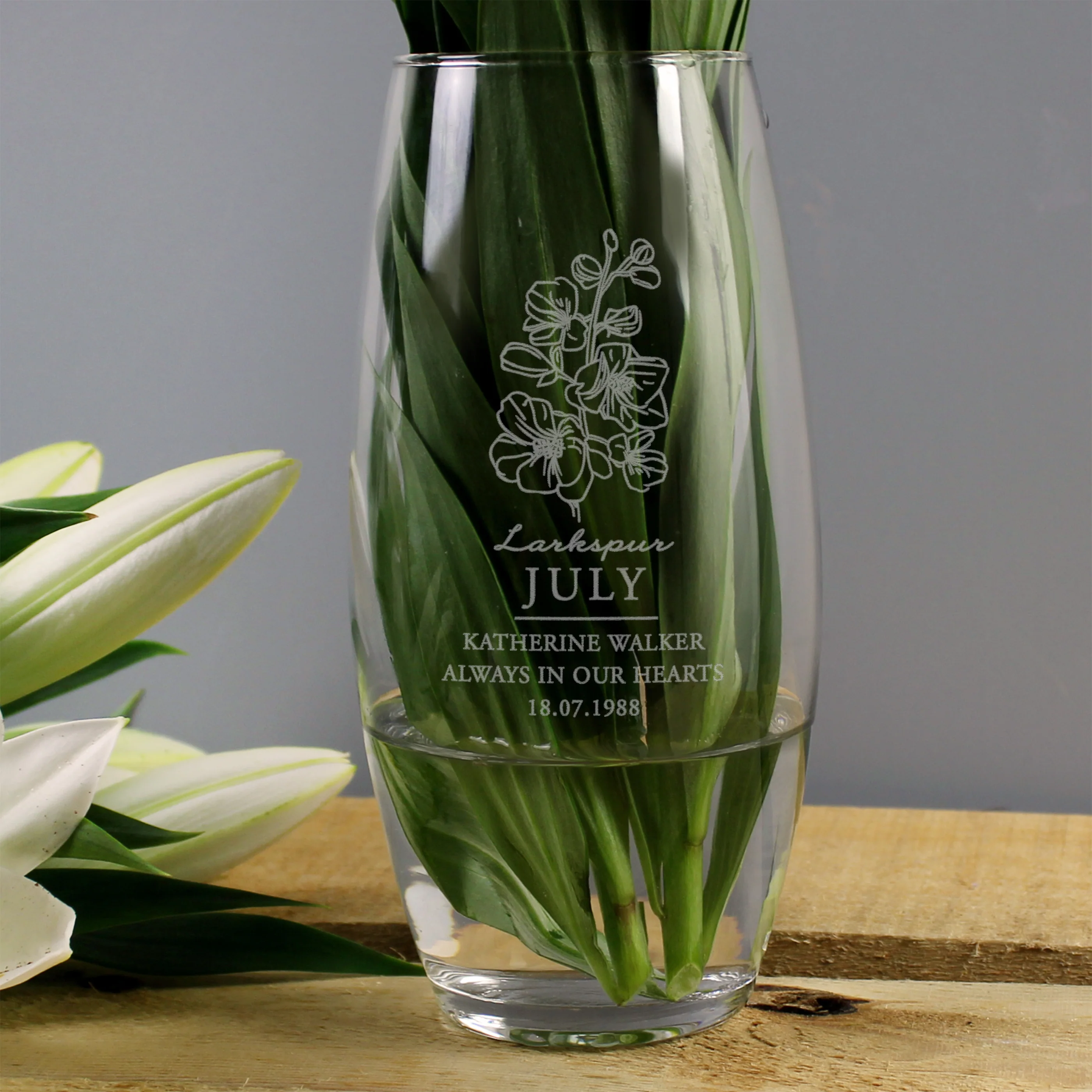 Personalised July Birth Flower Bullet Vase - Image 3