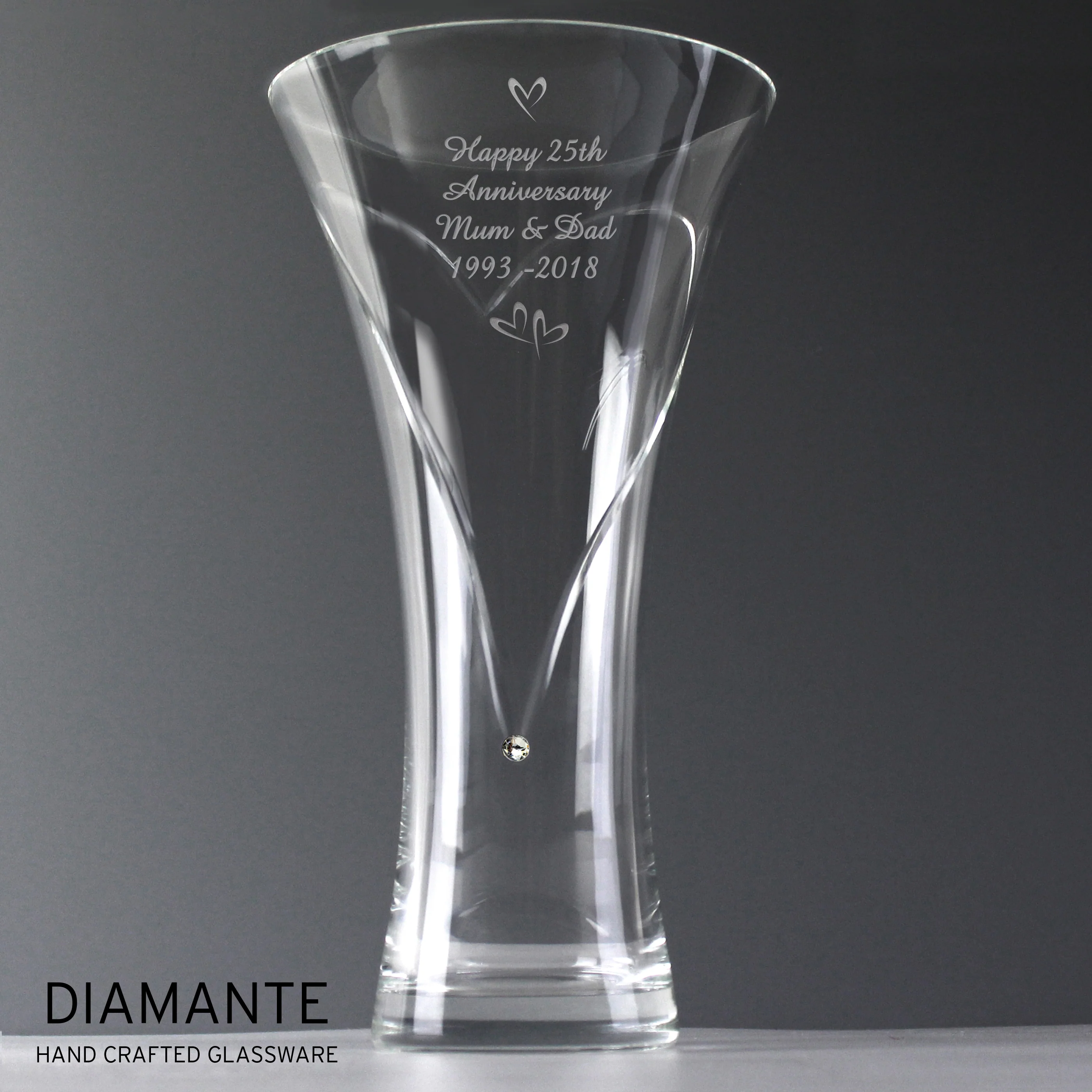 Personalised Large Hand Cut Little Hearts Diamante Vase - Image 6