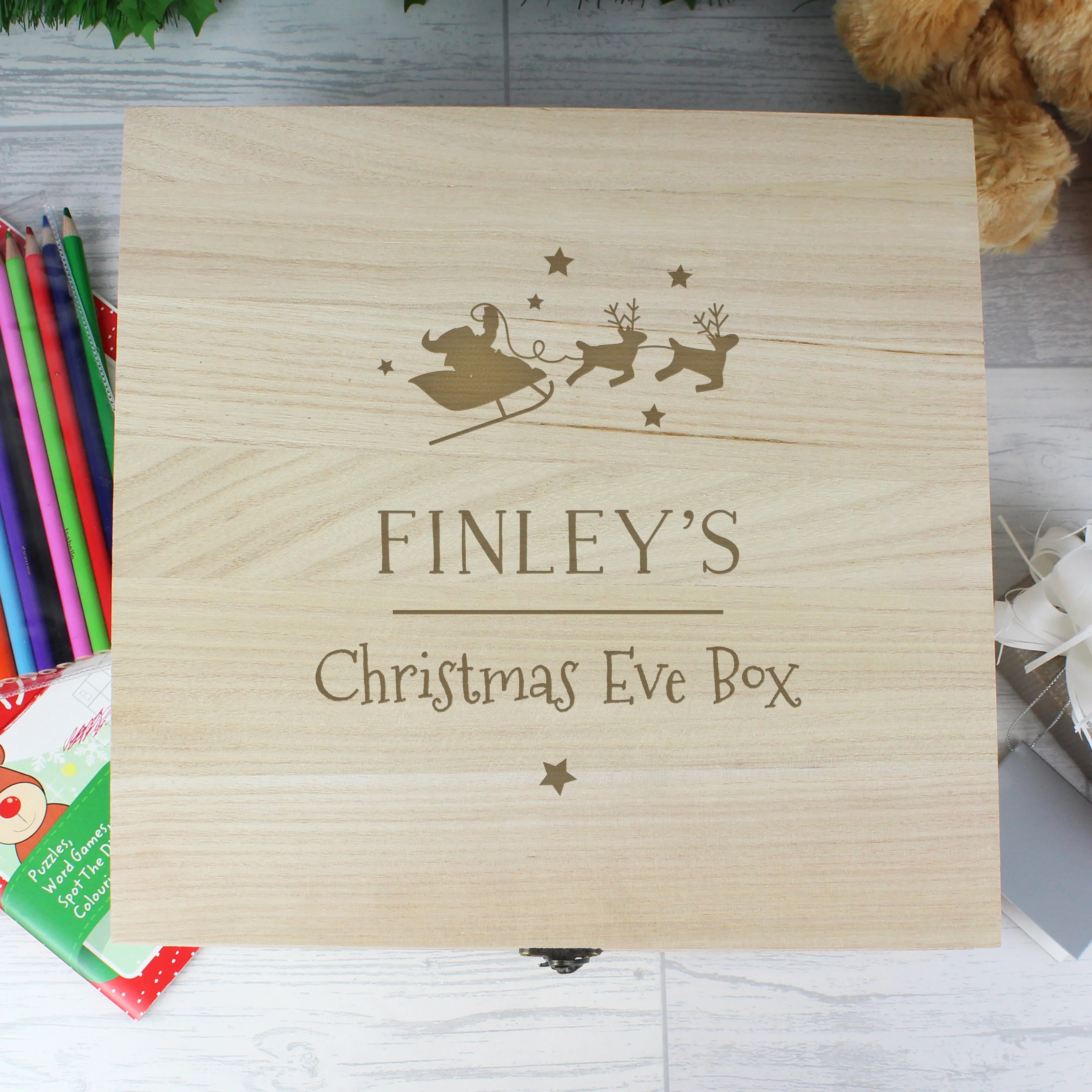 Personalised Large Wooden Christmas Eve Box - Image 4
