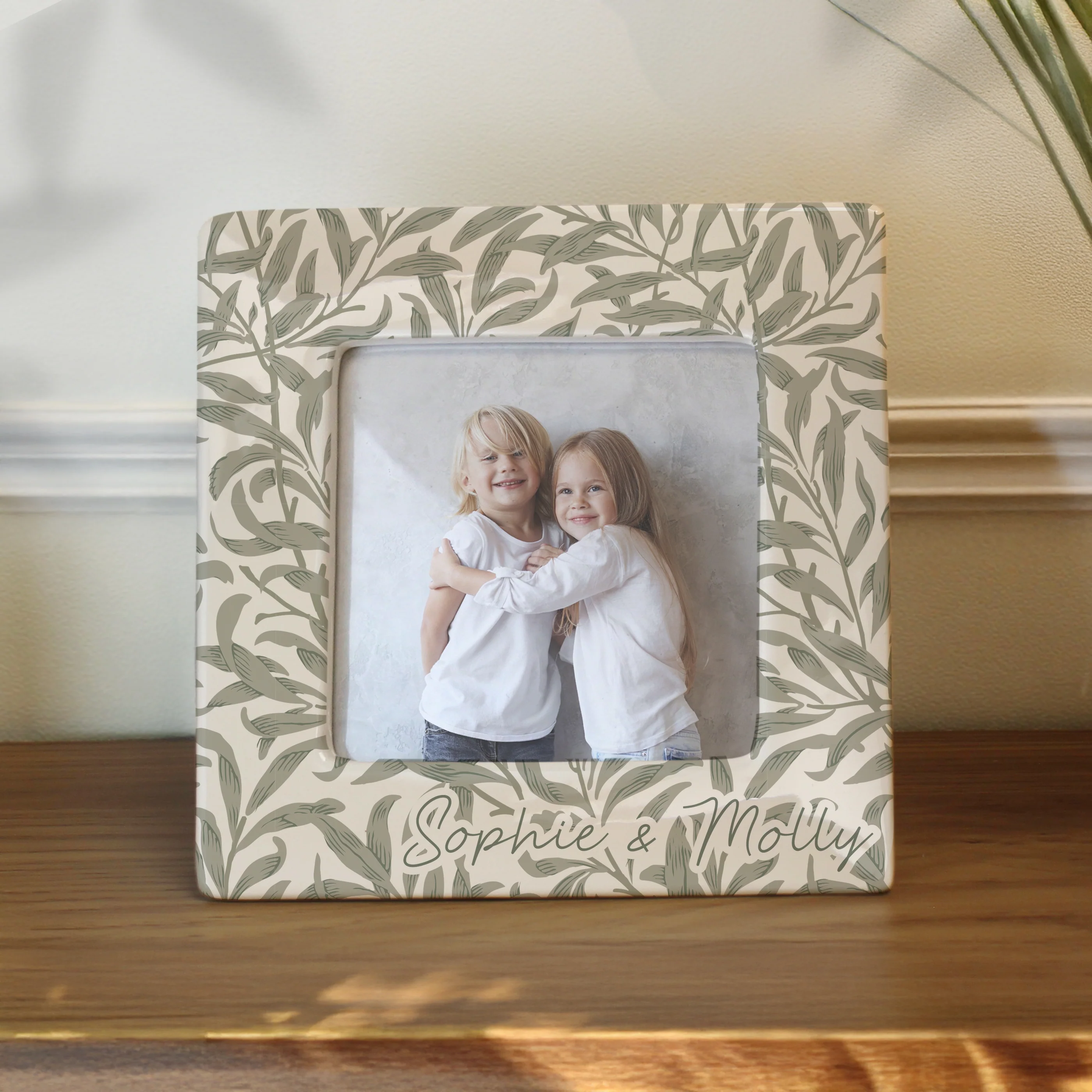 Personalised Leaf Print Ceramic 4x4 Frame - Image 2