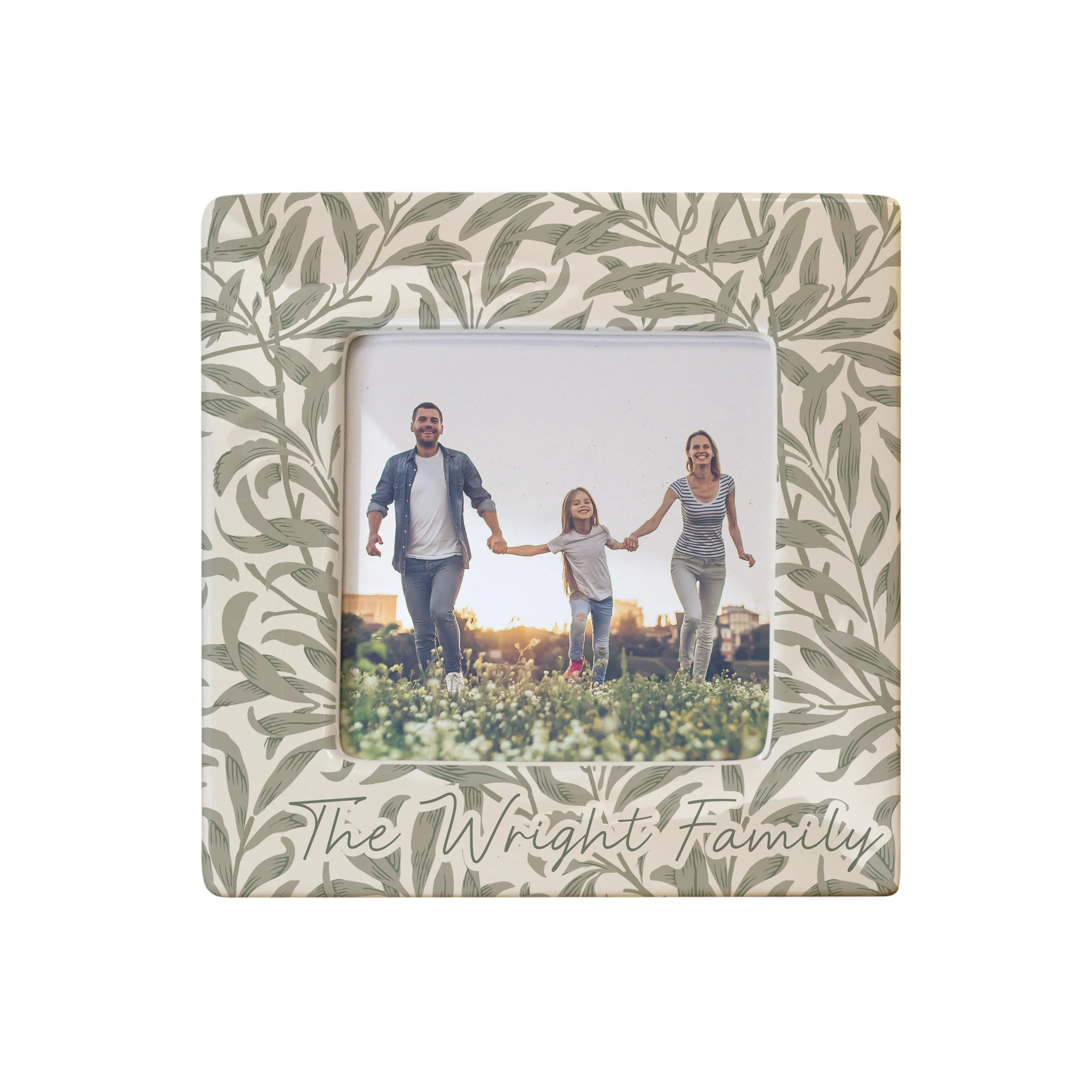 Personalised Leaf Print Ceramic 4x4 Frame - Image 4