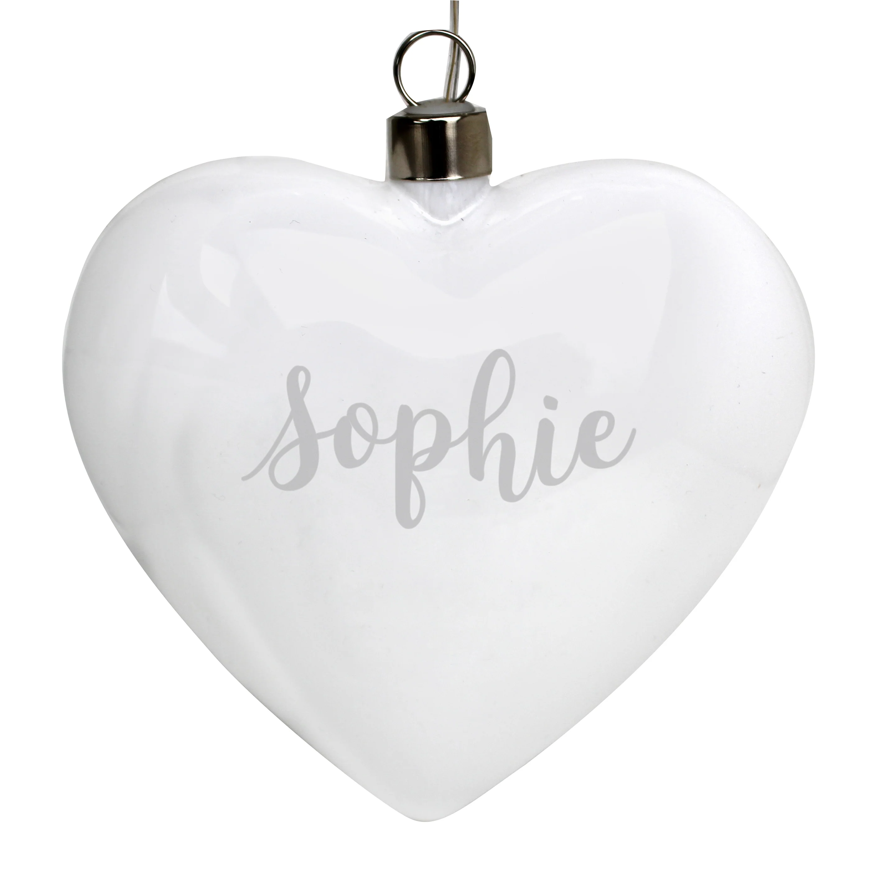 Personalised LED Hanging Glass Heart - Image 2
