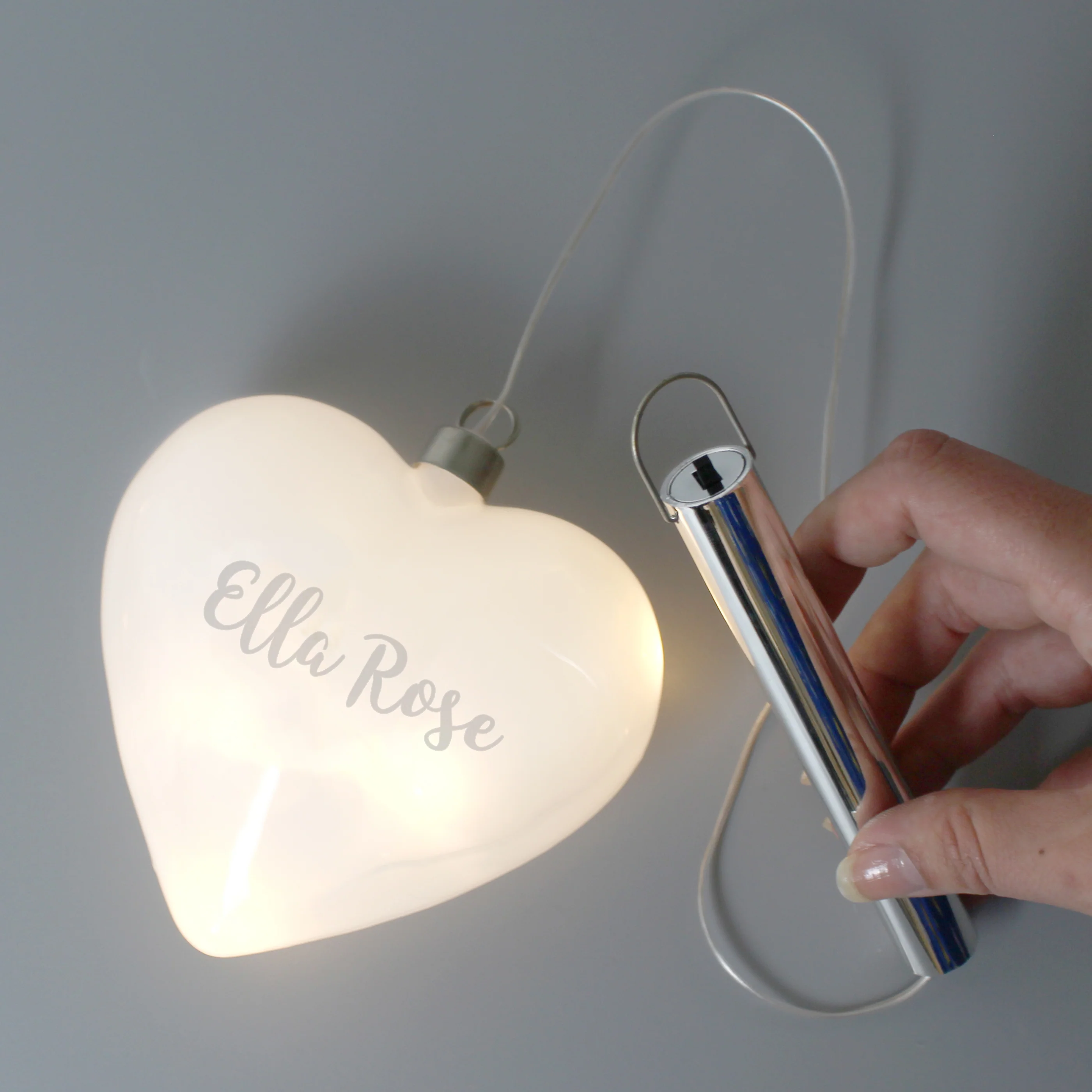 Personalised LED Hanging Glass Heart - Image 3