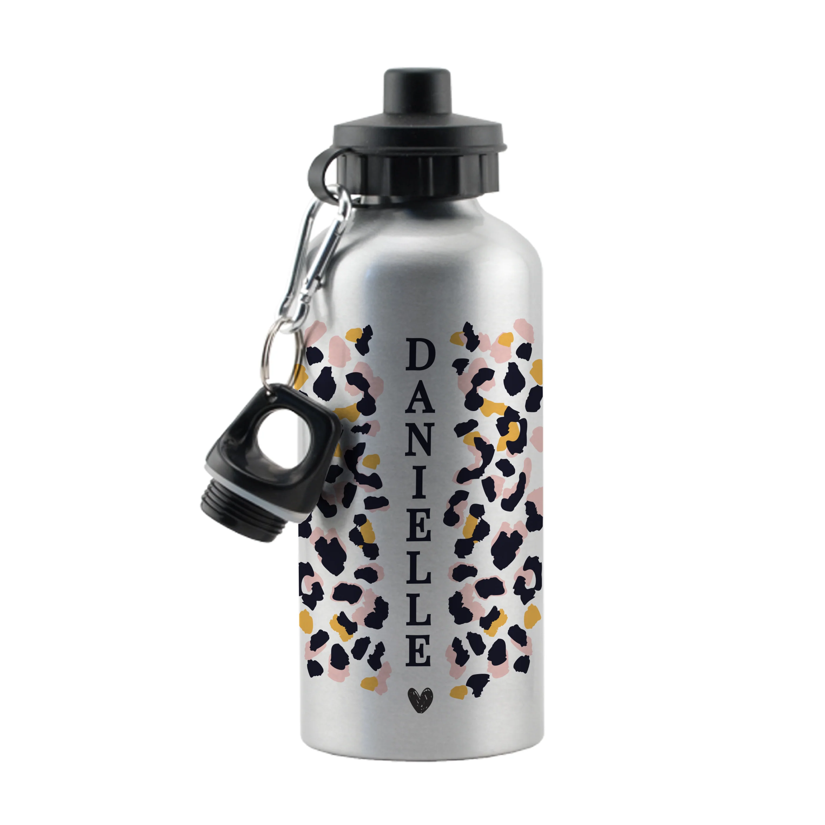 Personalised Leopard Print Silver Drinks Bottle - Image 5