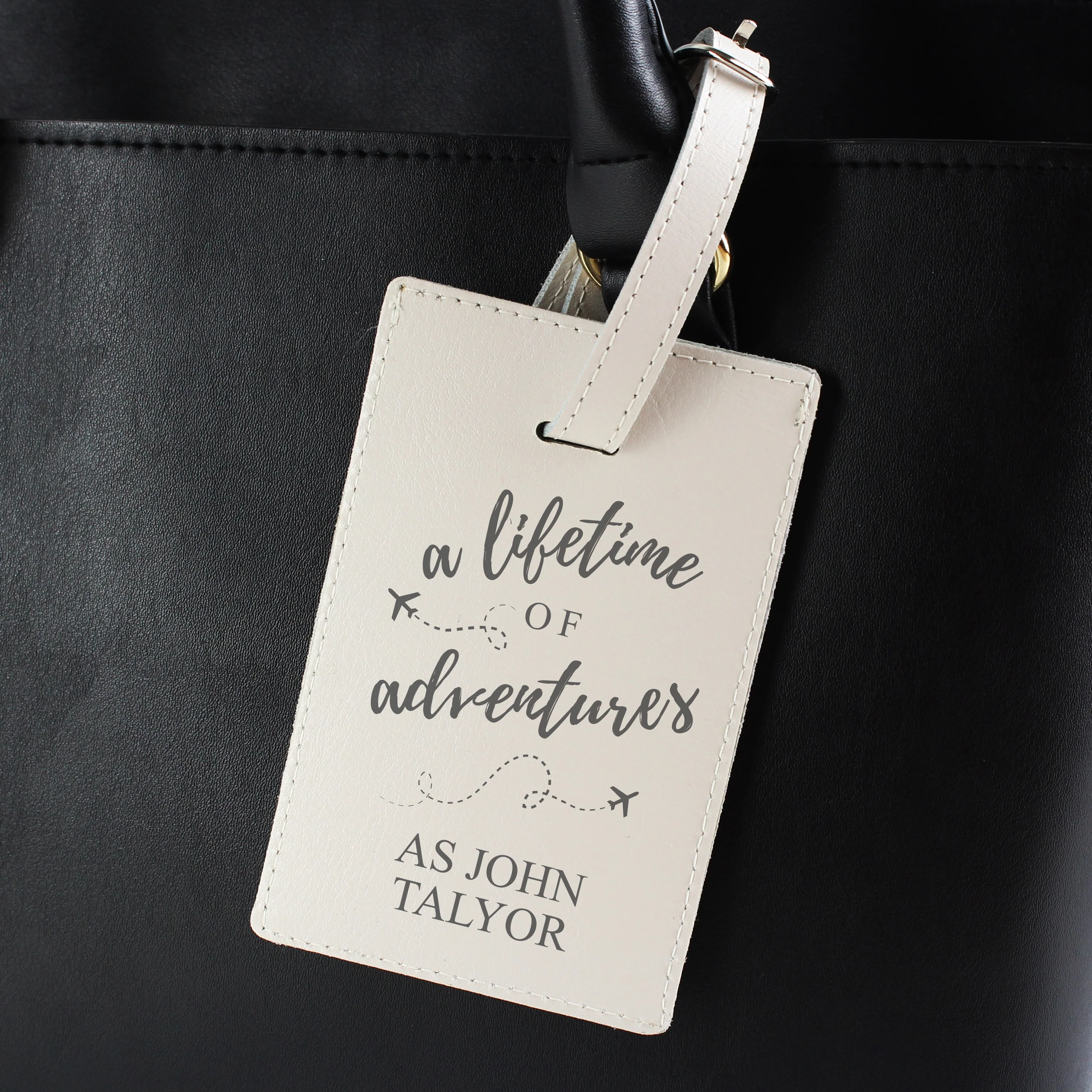 Personalised 'Lifetime of Adventures' Cream Luggage Tag - Image 3