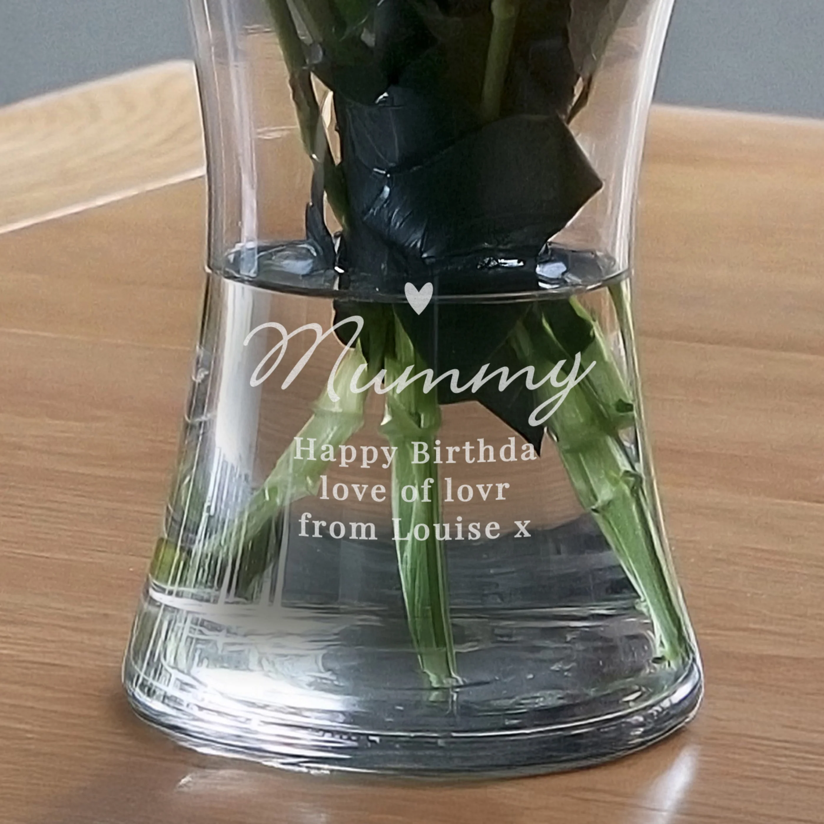 Personalised Love Heart Glass Vase - Image 3