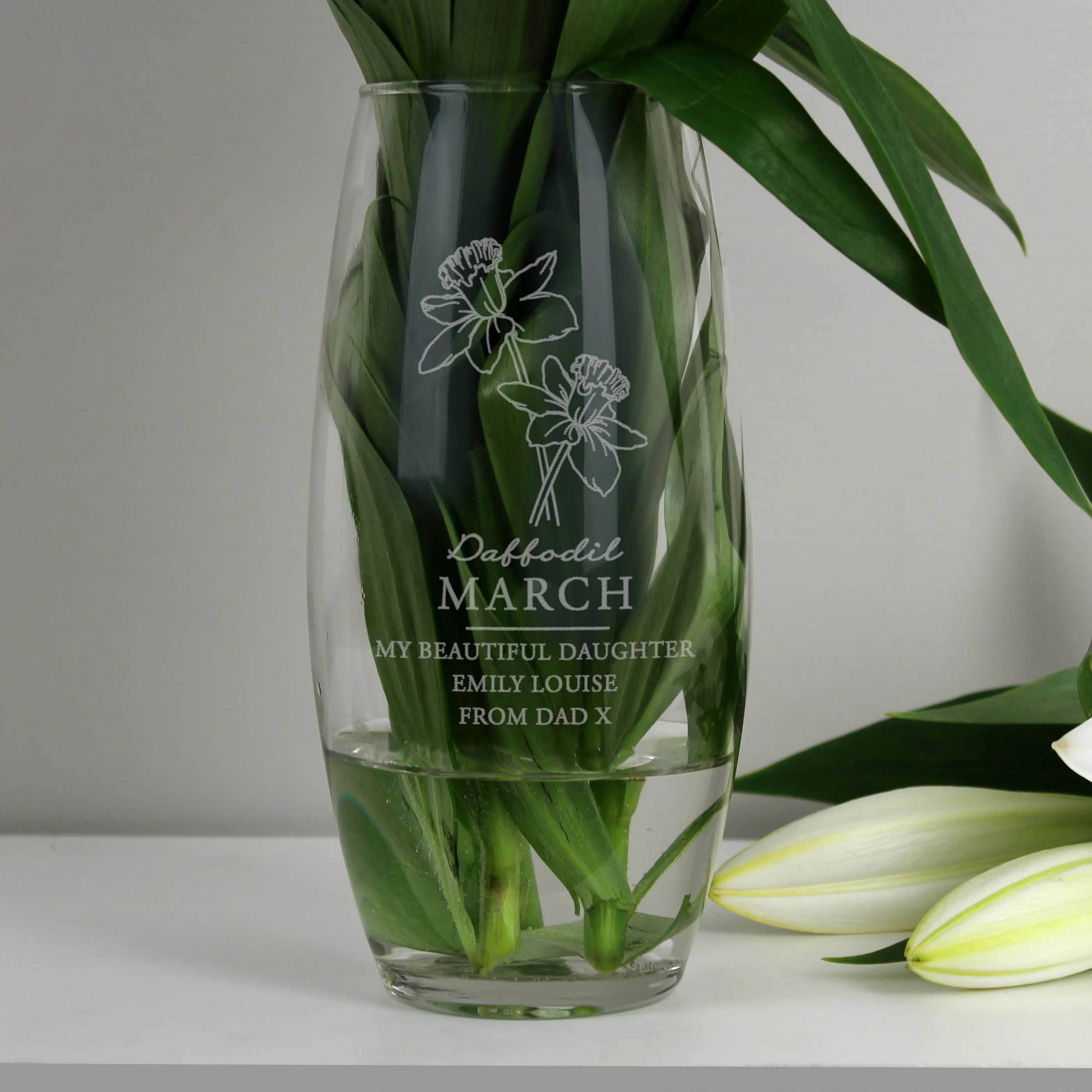 Personalised March Birth Flower Bullet Vase - Image 6