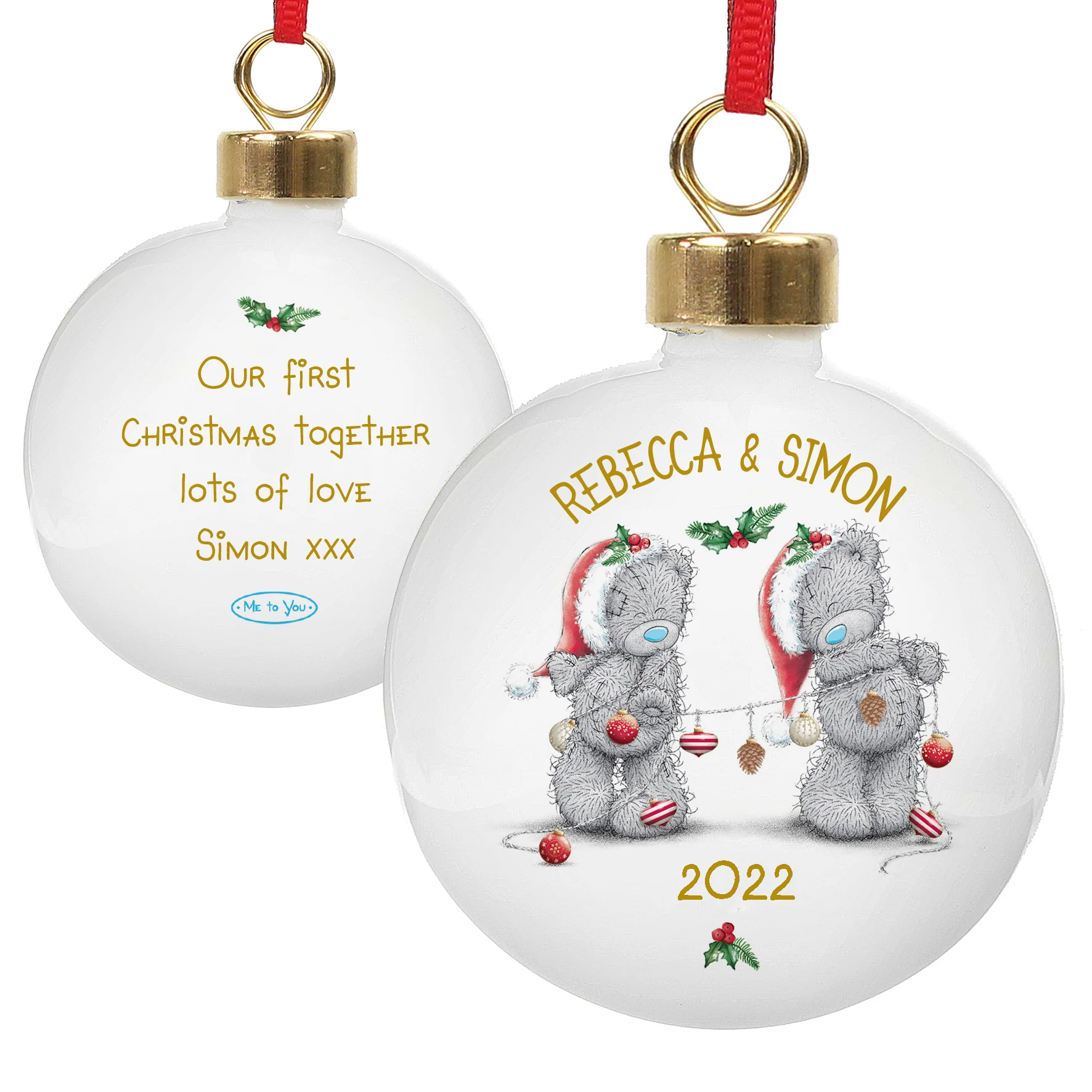 Personalised Me to You Christmas Couple's Bauble - Image 2