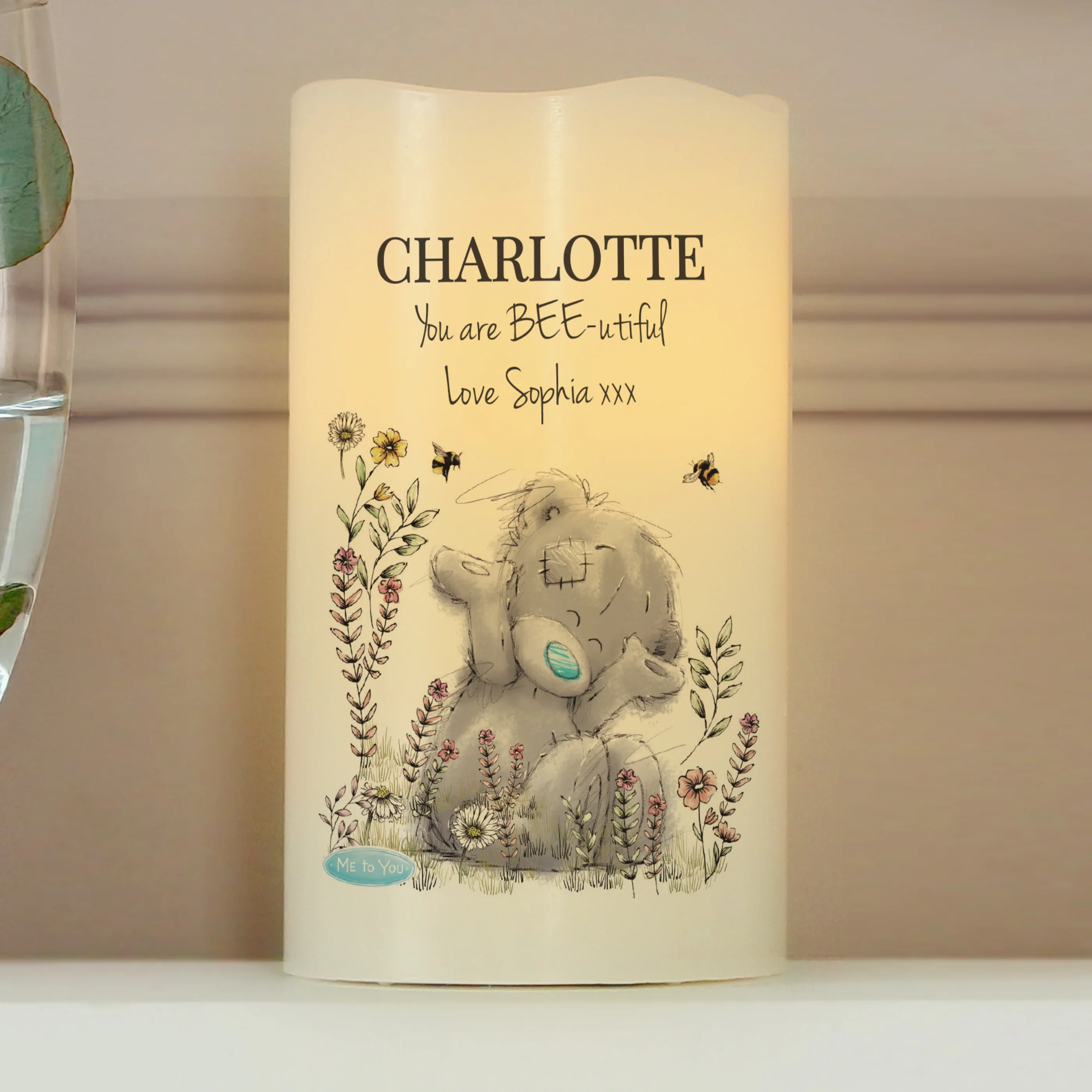 Personalised Me to You Floral LED Candle - Image 3