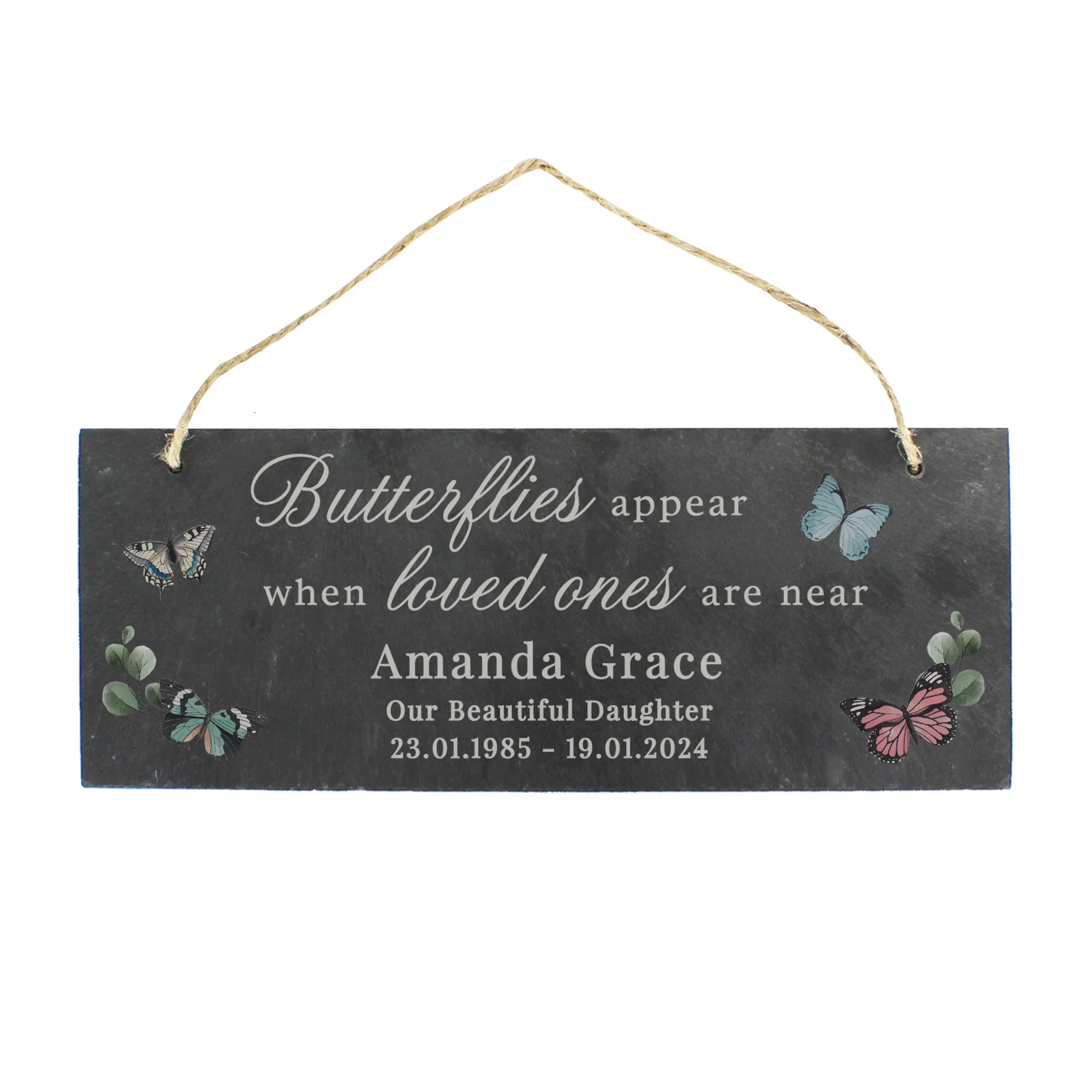 Personalised Memorial Butterflies Appear Slate Hanging Ornament - Image 4