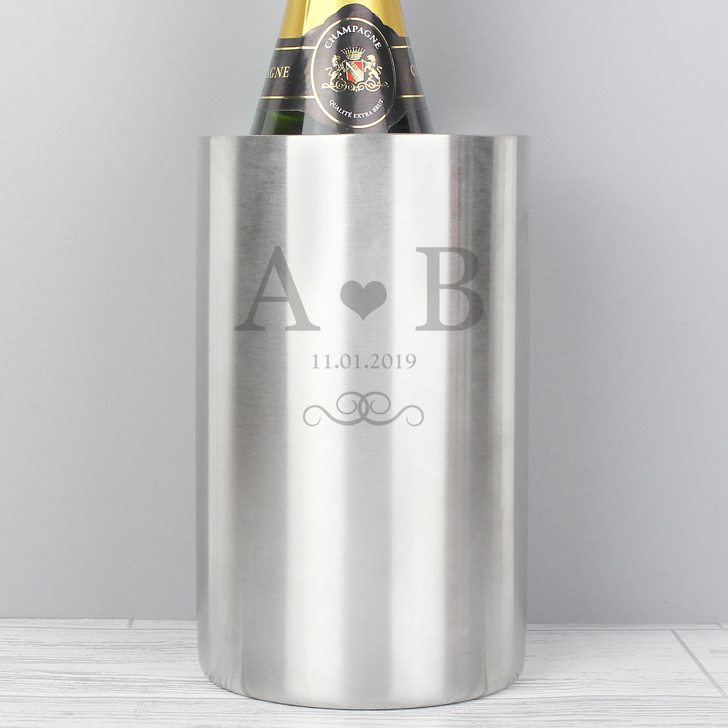 Personalised Monogram Stainless Steel Wine Cooler - Image 3