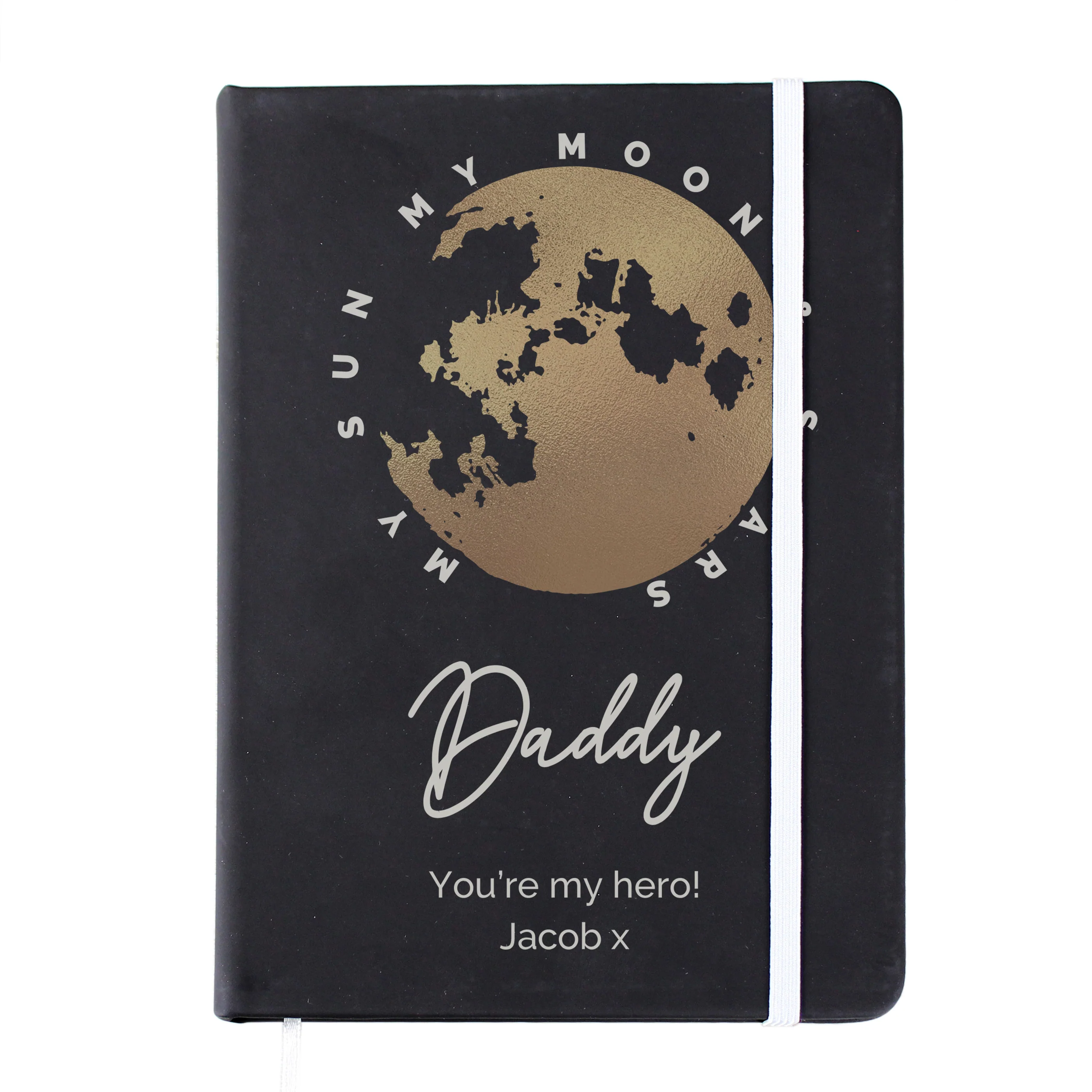 Personalised Moon & Stars Black Hardback Notebook - Image 5