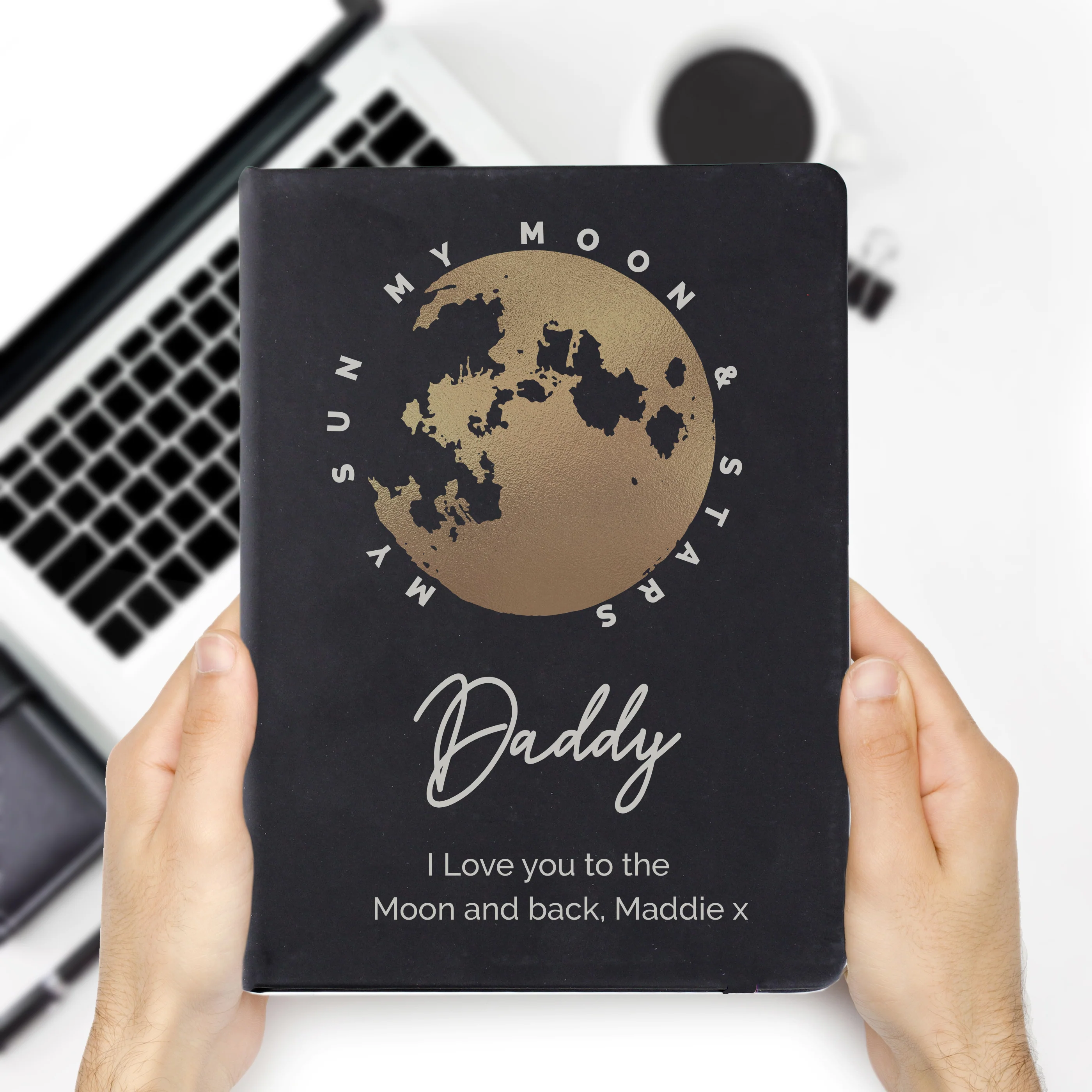 Personalised Moon & Stars Black Hardback Notebook - Image 9