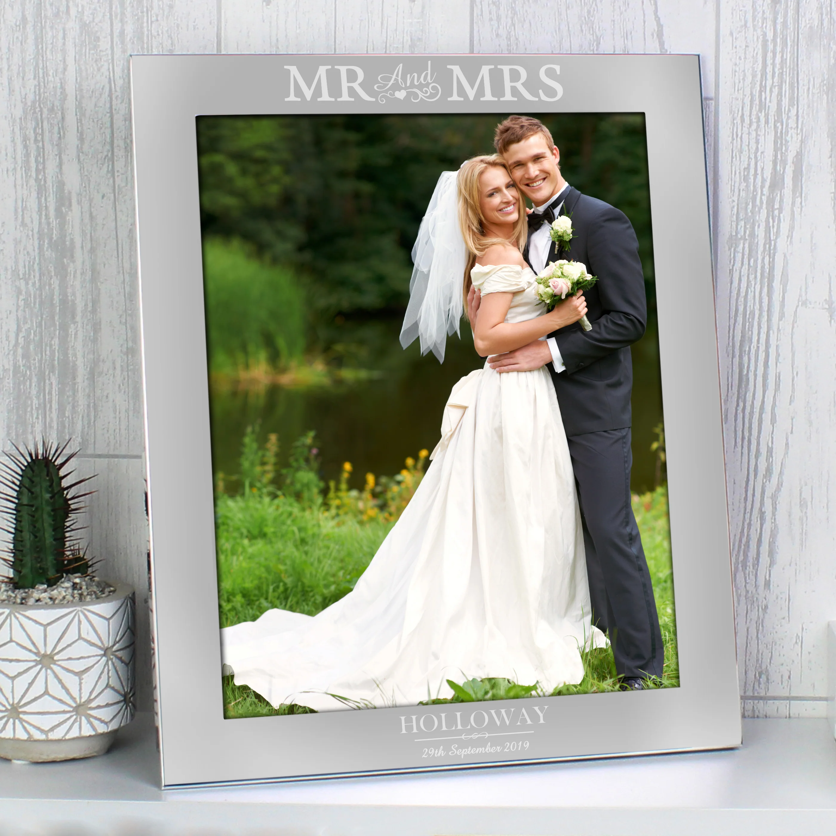Personalised Mr & Mrs 10x8 Silver Photo Frame - Image 3