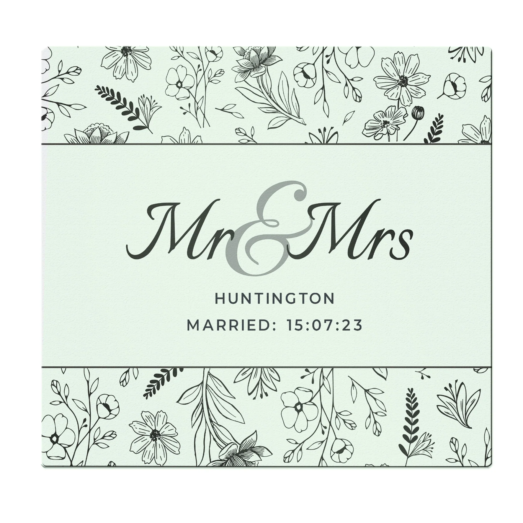 Personalised Mr & Mrs Botanical Glass Chopping Board/Worktop Saver - Image 4