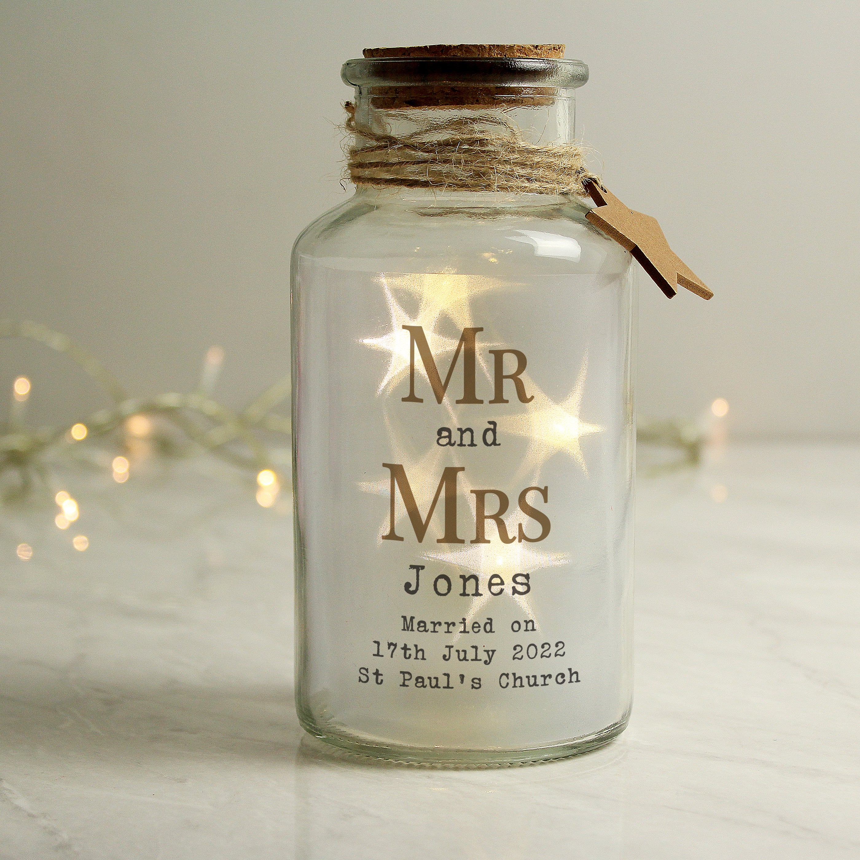 Personalised Mr & Mrs LED Glass Jar - Image 2
