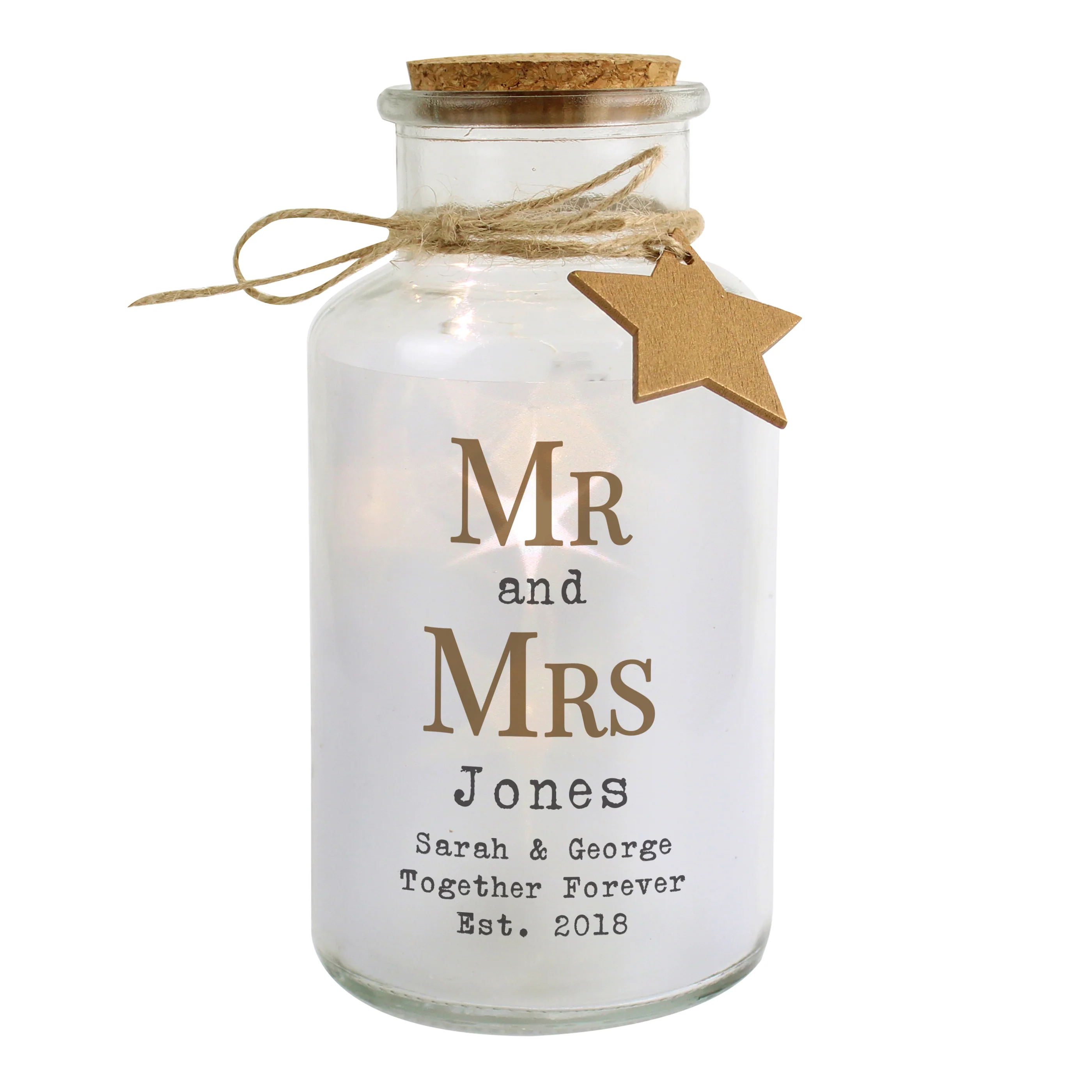 Personalised Mr & Mrs LED Glass Jar - Image 4