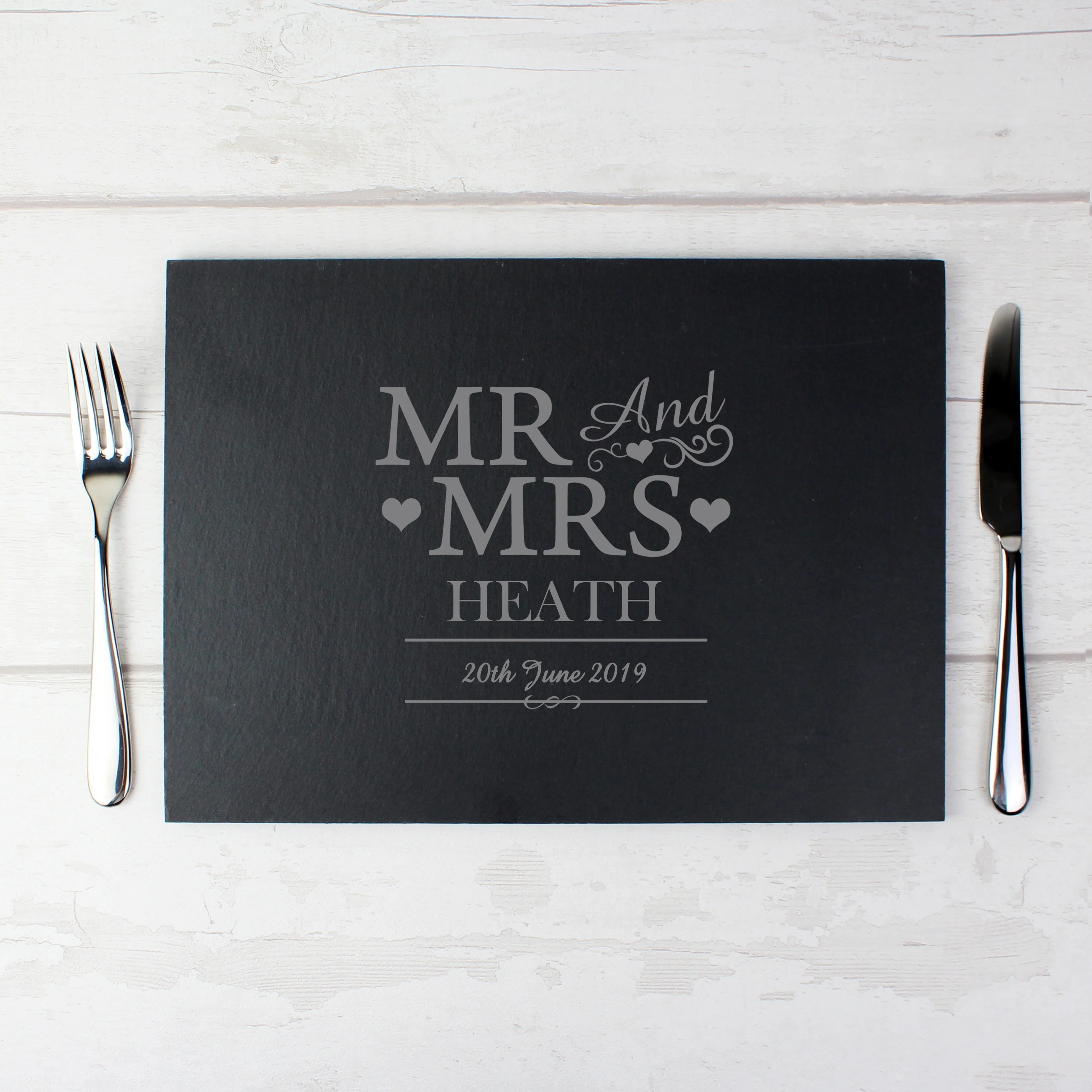 Personalised Mr & Mrs Slate Placemat