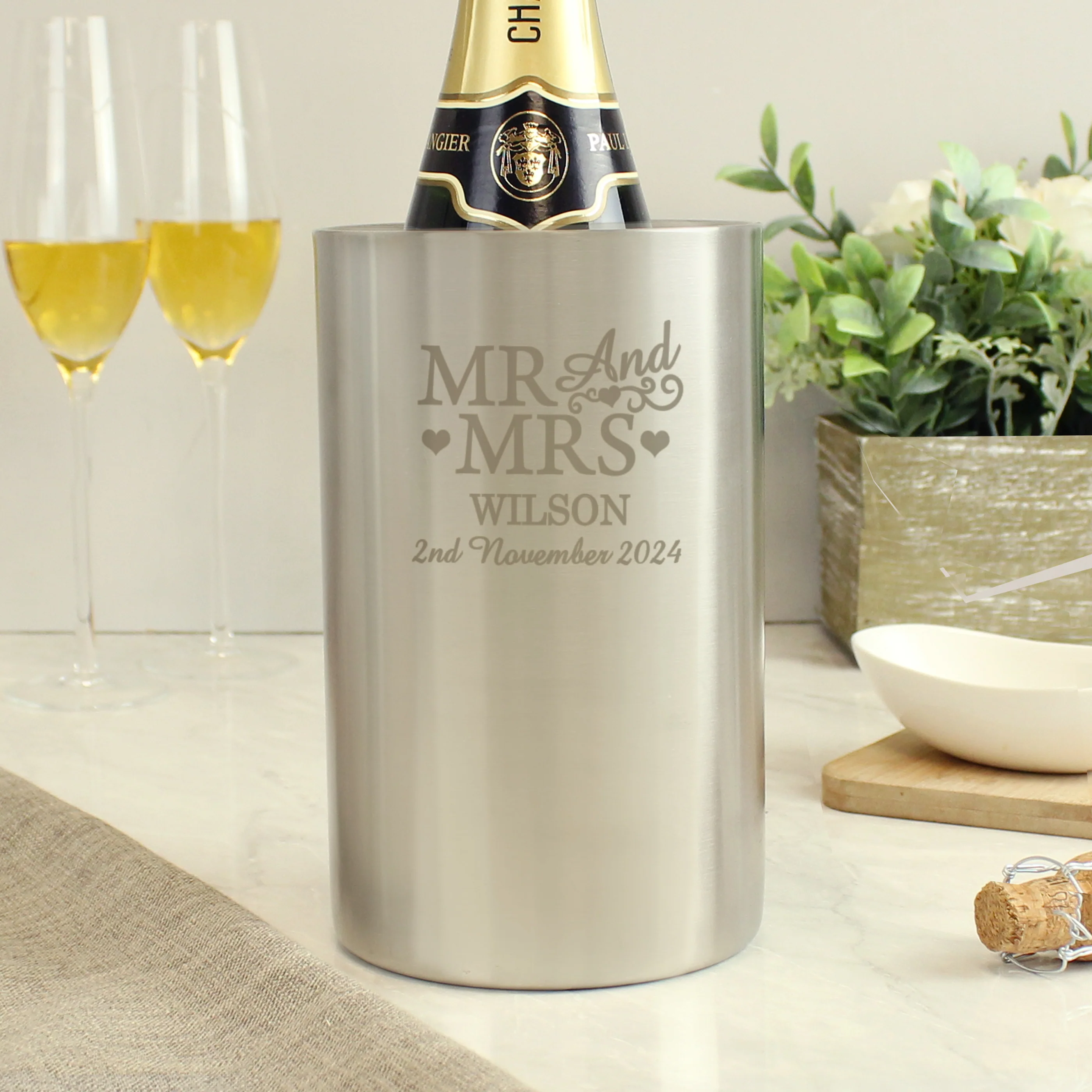Personalised Mr & Mrs Wine Cooler - Image 4