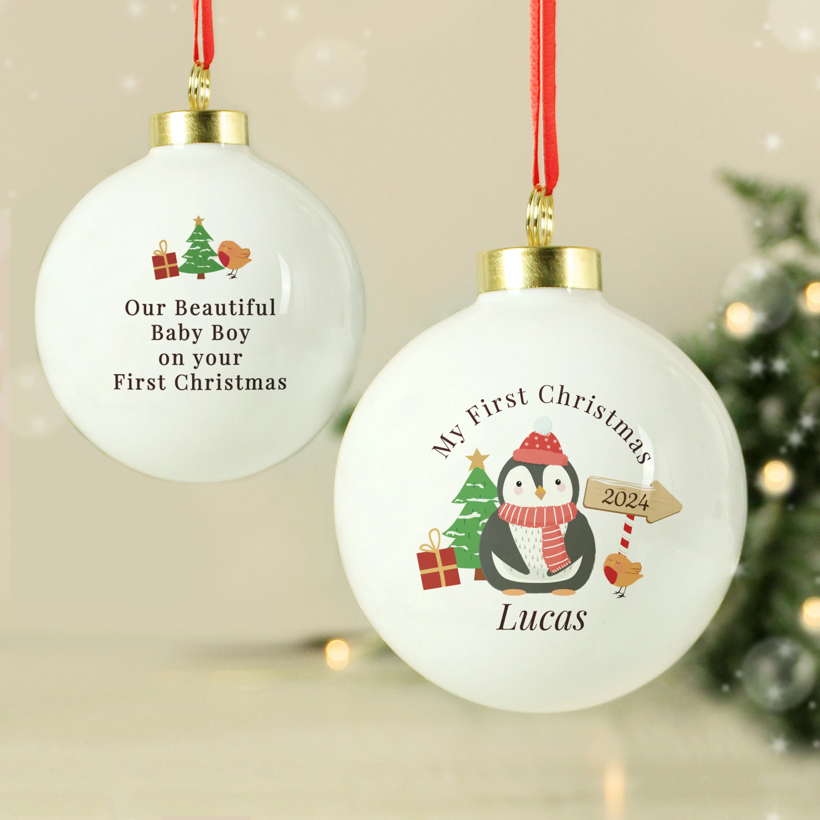 Personalised My 1st Christmas Penguin Bauble - Image 3