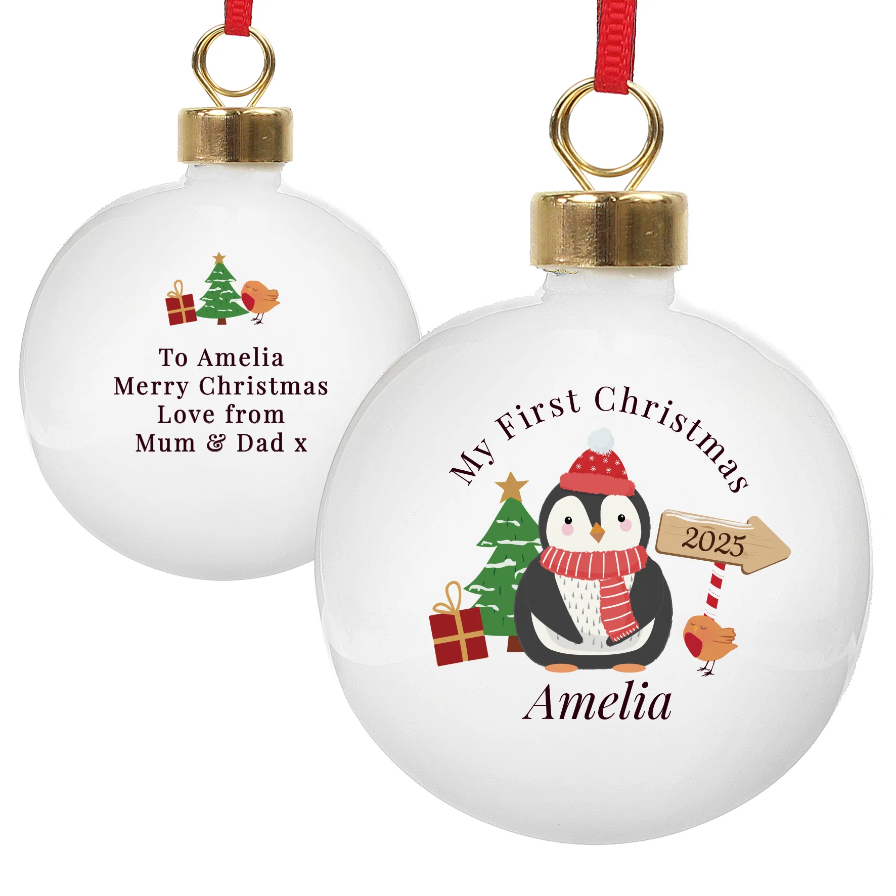 Personalised My 1st Christmas Penguin Bauble - Image 5
