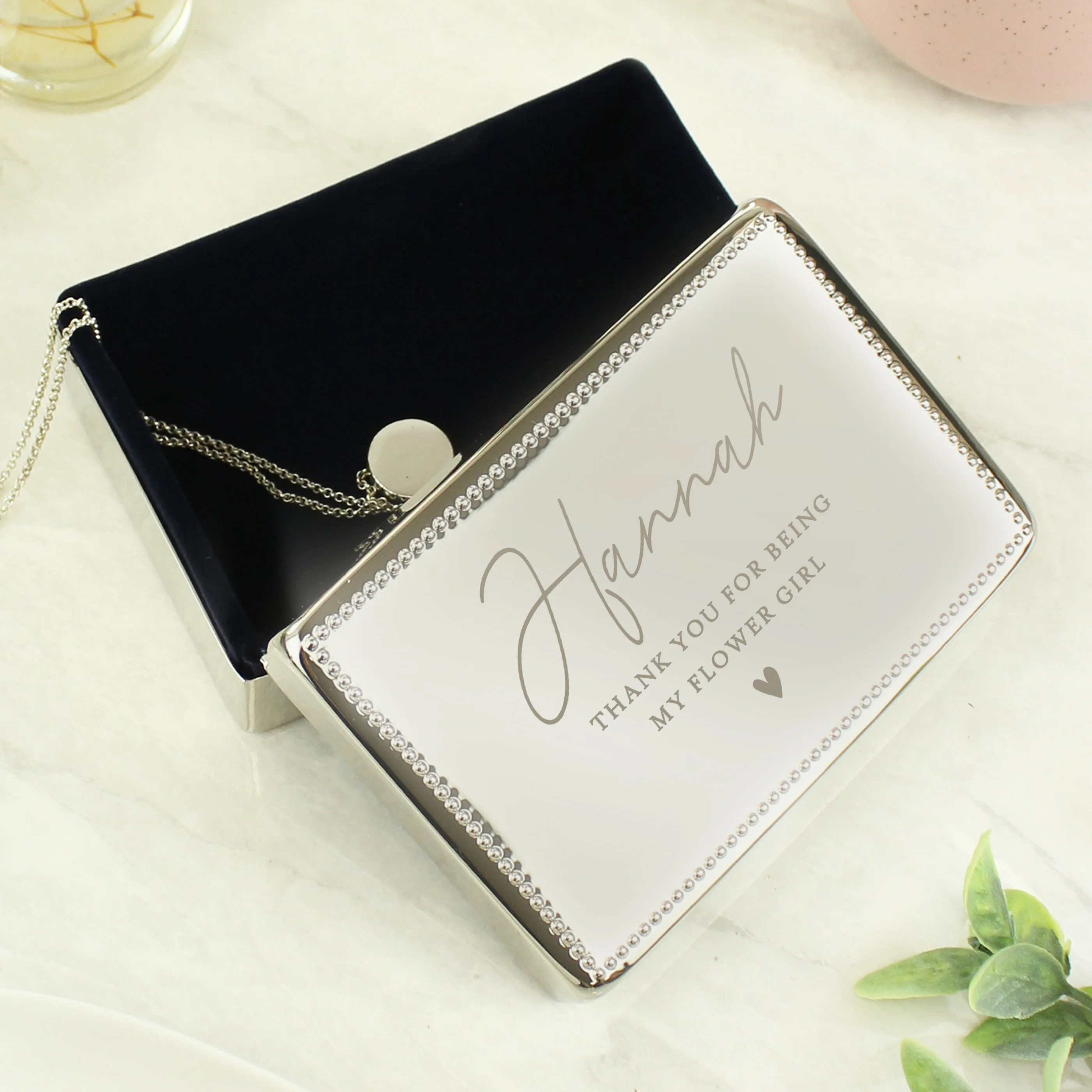Personalised Name and Message Rectangular Jewellery Box - Image 2