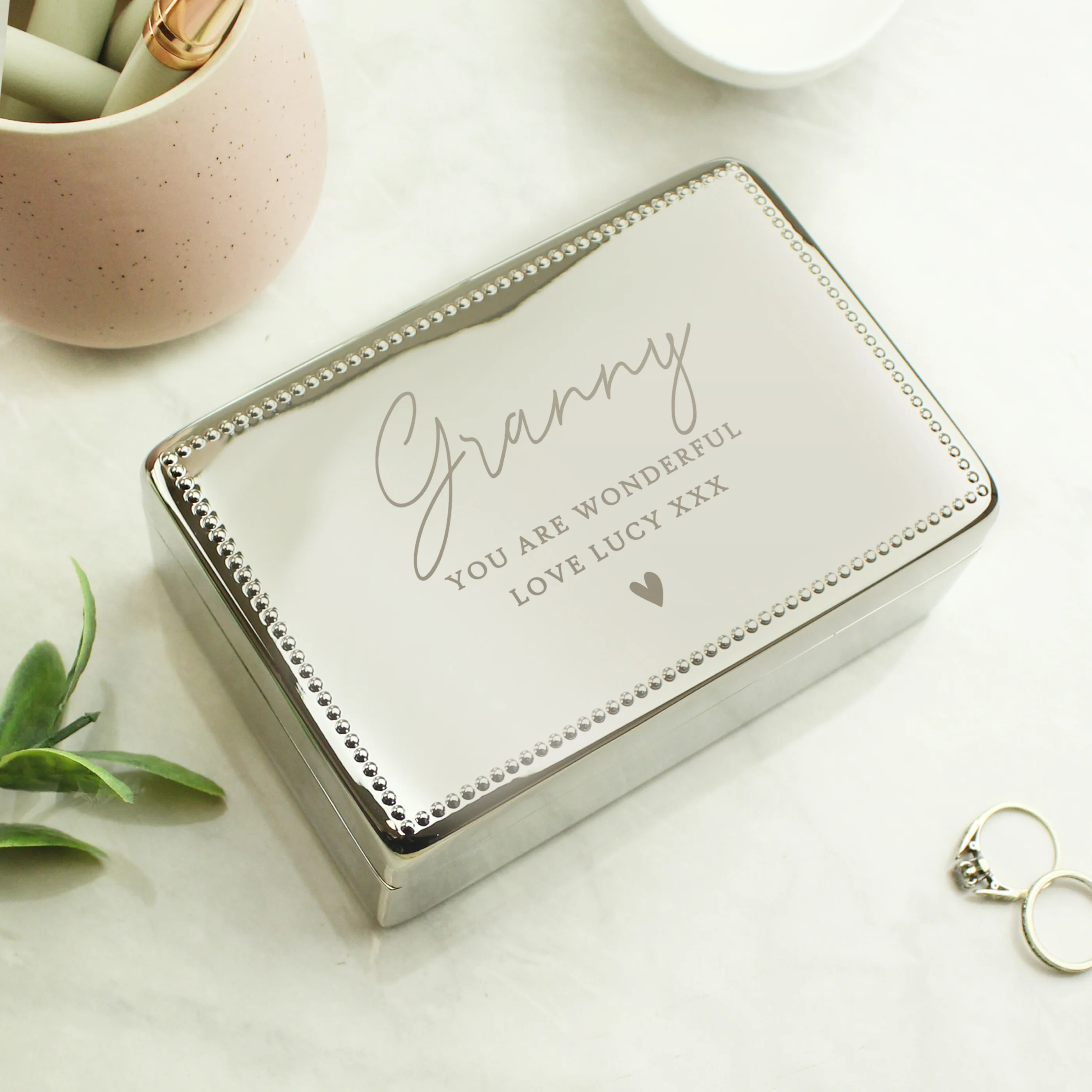 Personalised Name and Message Rectangular Jewellery Box - Image 4