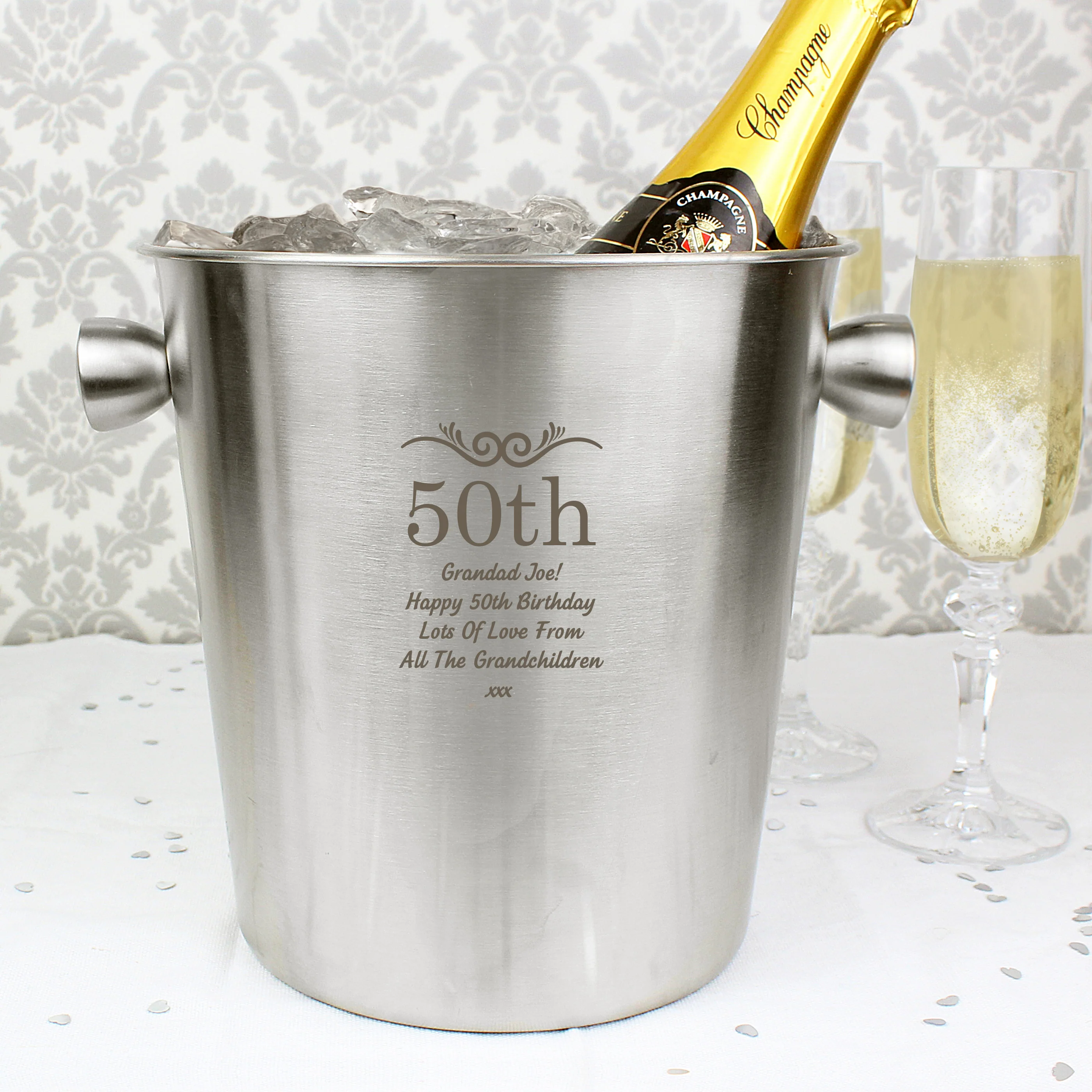 Personalised Number Frame Stainless Steel Ice Bucket - Image 4