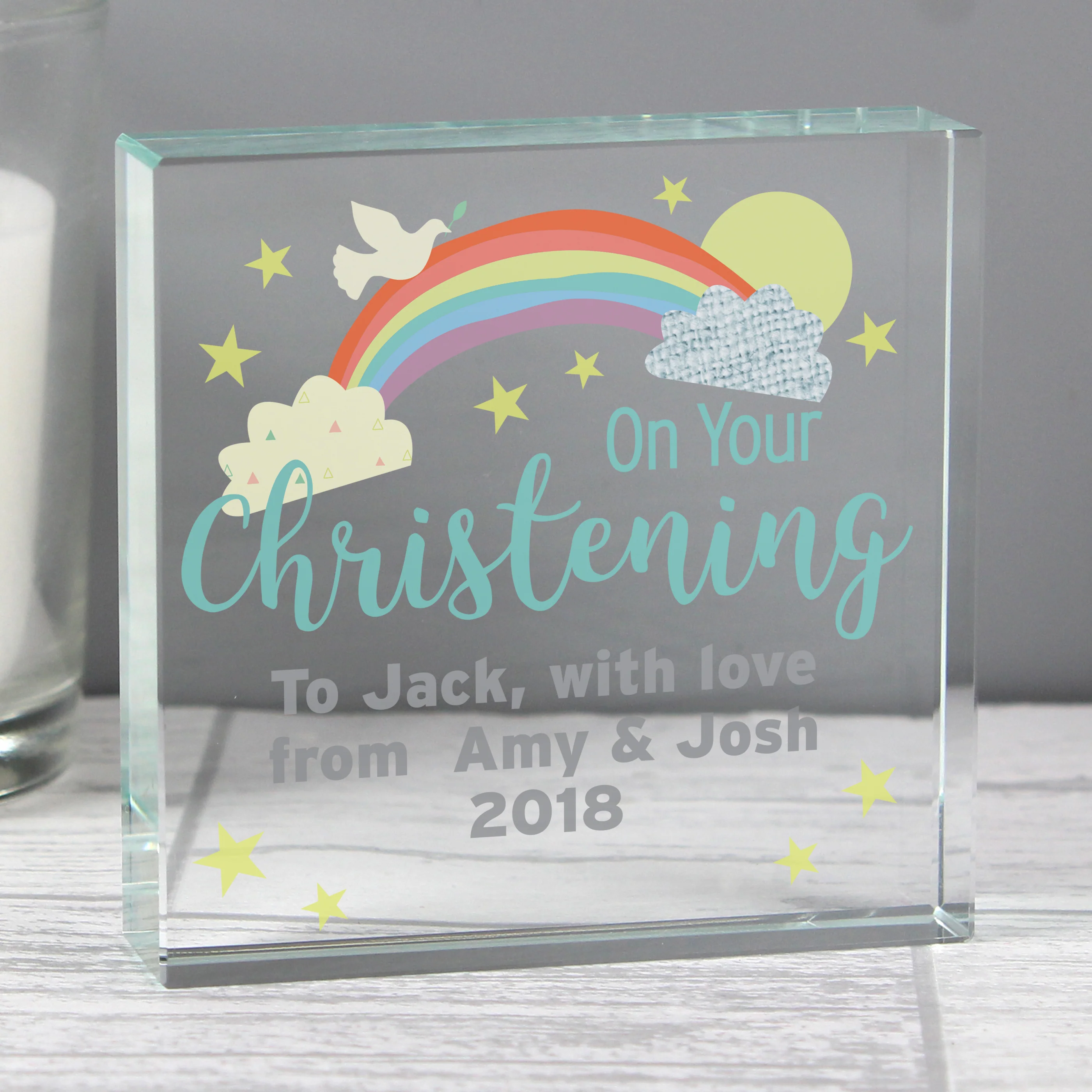 Personalised On Your Christening Rainbow Crystal Token - Image 3