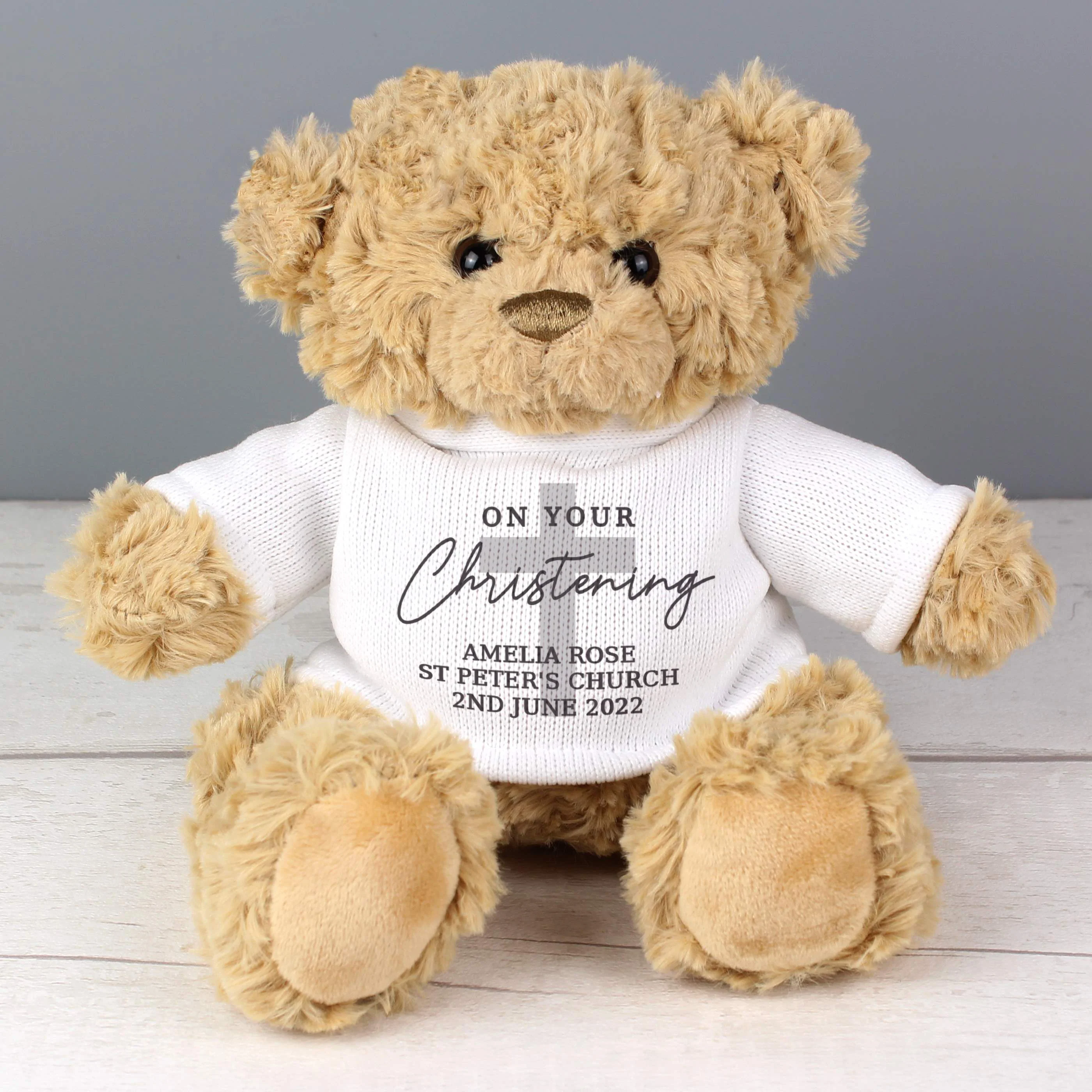 Personalised On Your Christening Teddy Bear - Image 3