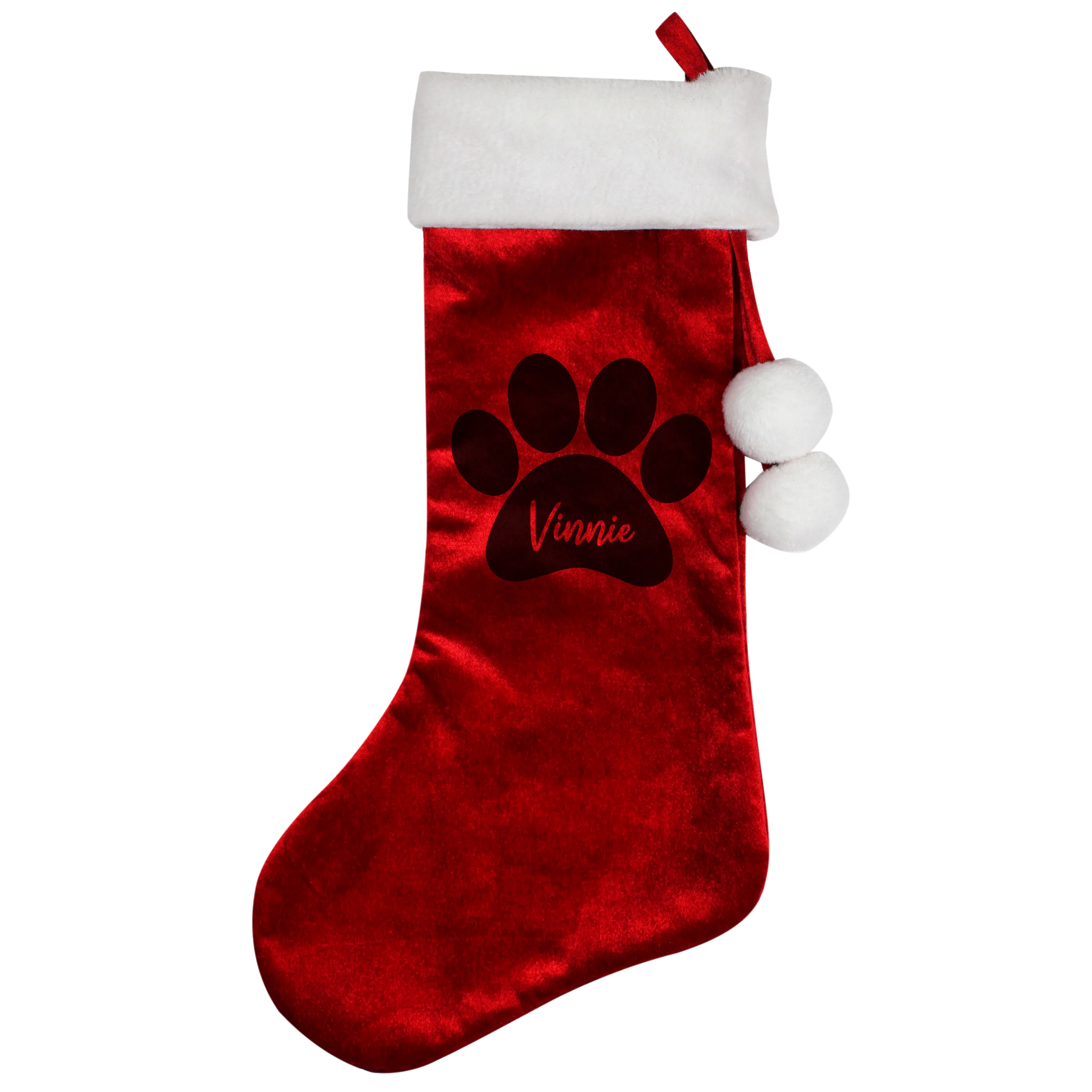 Personalised Paw Print Red Stocking - Image 5
