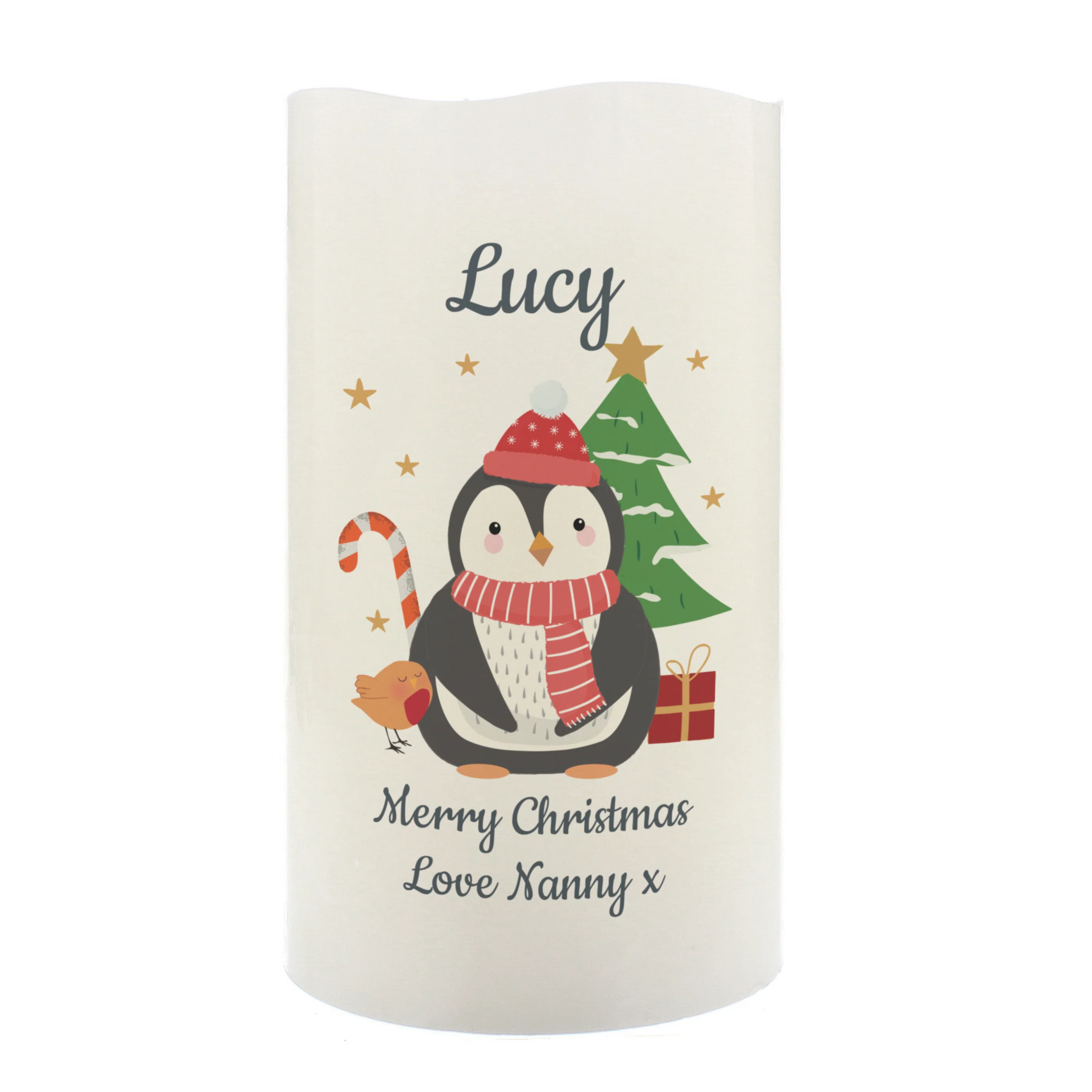 Personalised Penguin Christmas LED Candle - Image 4