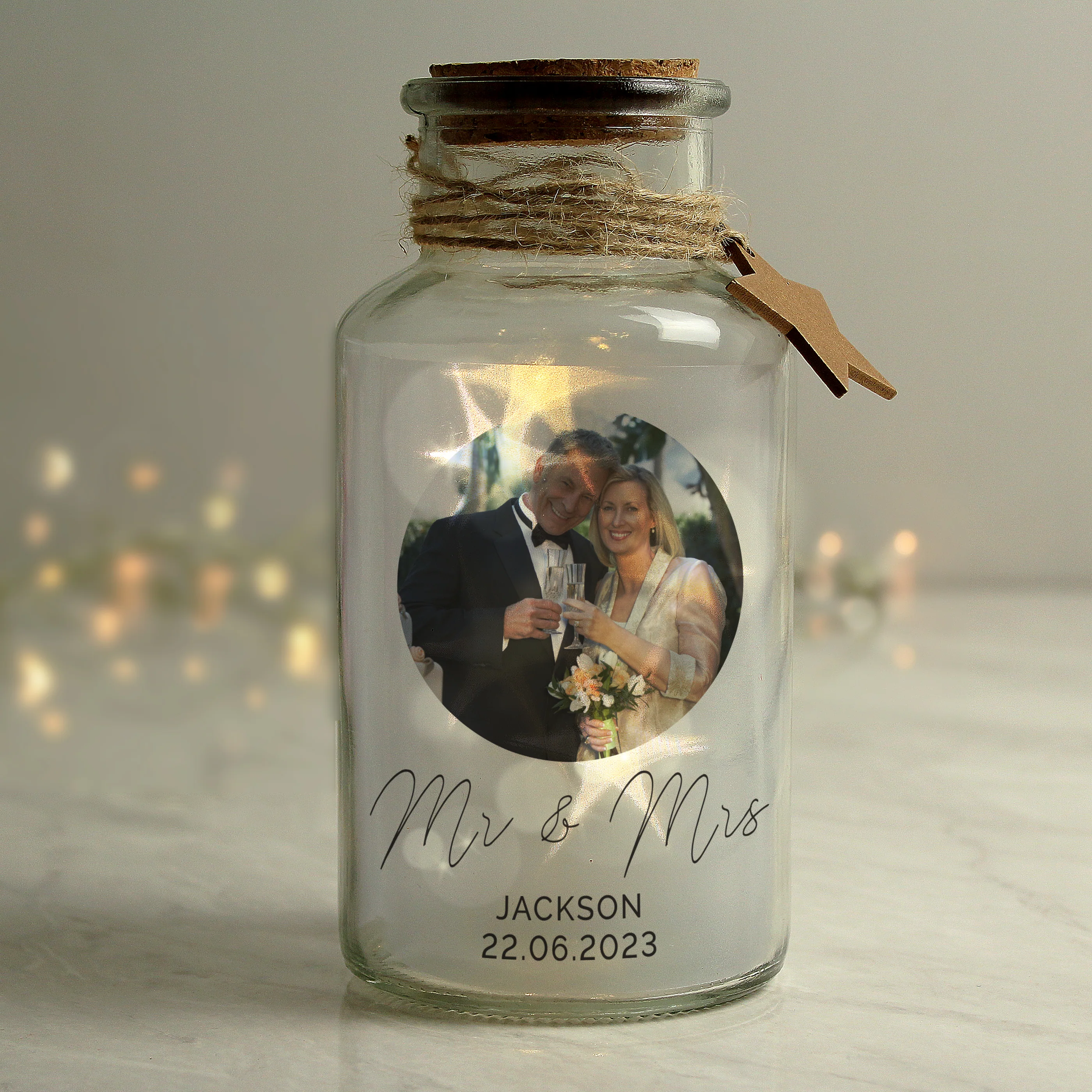 Personalised Photo Upload LED Glass Jar - Image 4