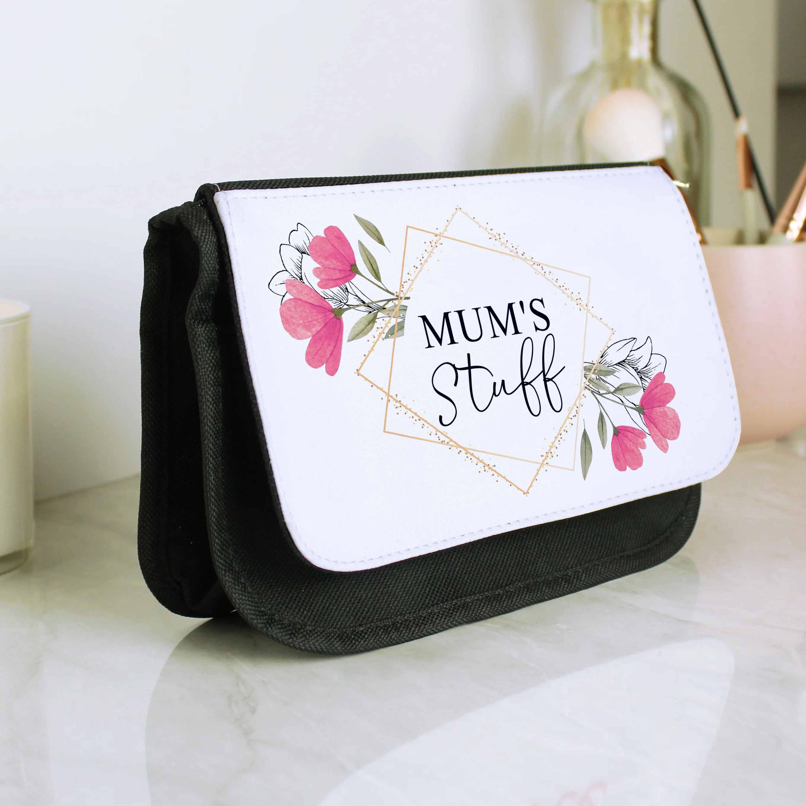 Personalised Pink Floral Make Up Bag - Image 3
