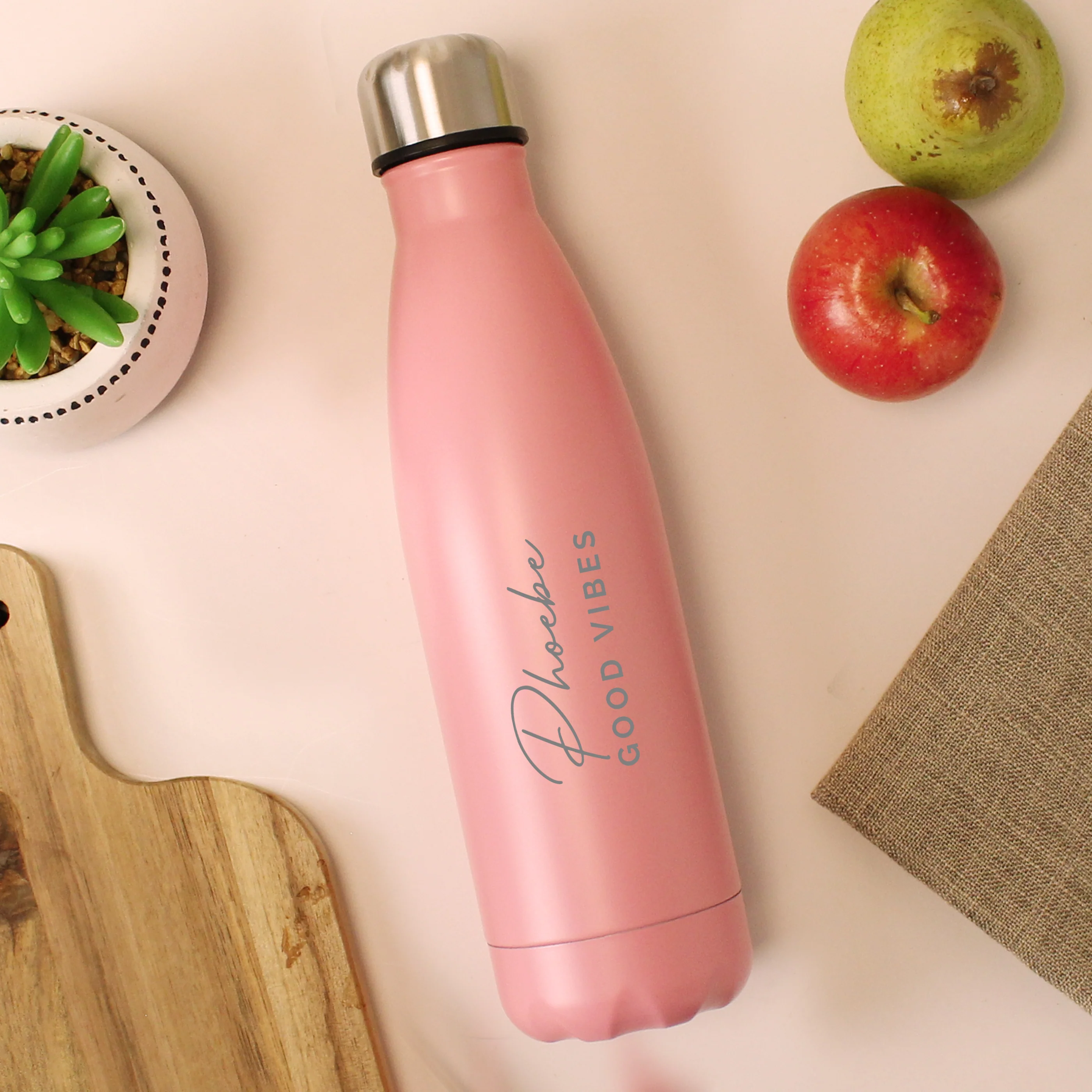 Personalised Pink Metal Insulated Drinks Bottle - Image 2