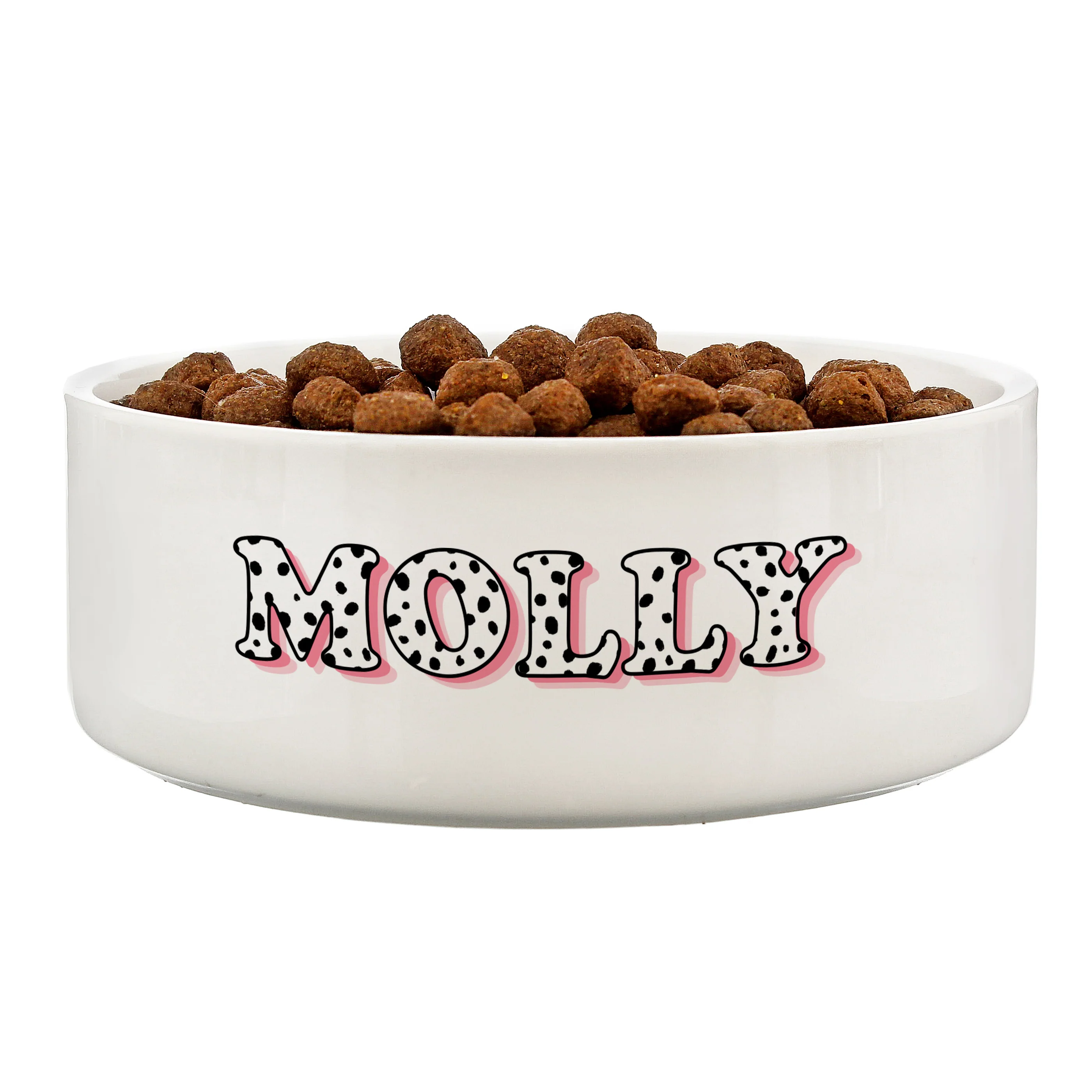 Personalised Pink Spots Name 14cm Medium Pet Bowl - Image 4