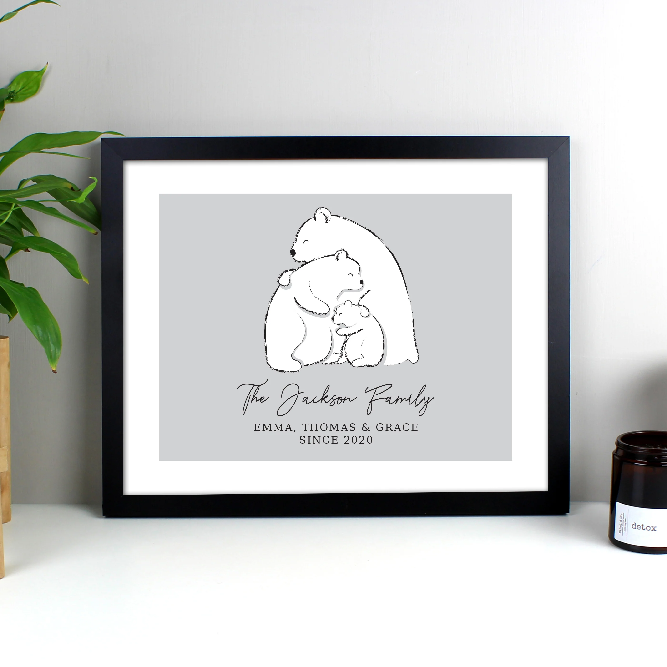 Personalised Polar Bear Family Black Framed Print - Image 4