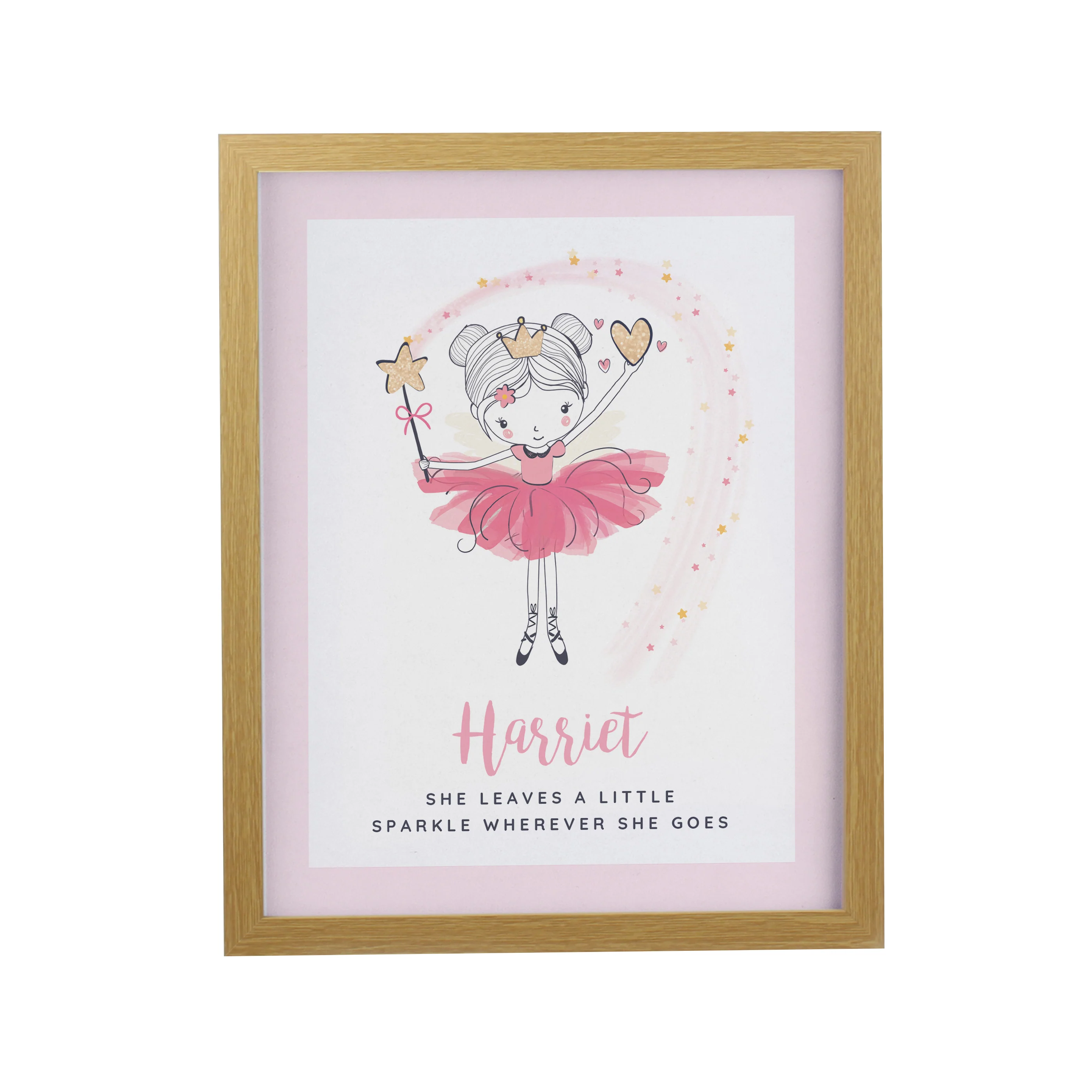 Personalised Princess Ballerina Oak Poster Frame - Image 3