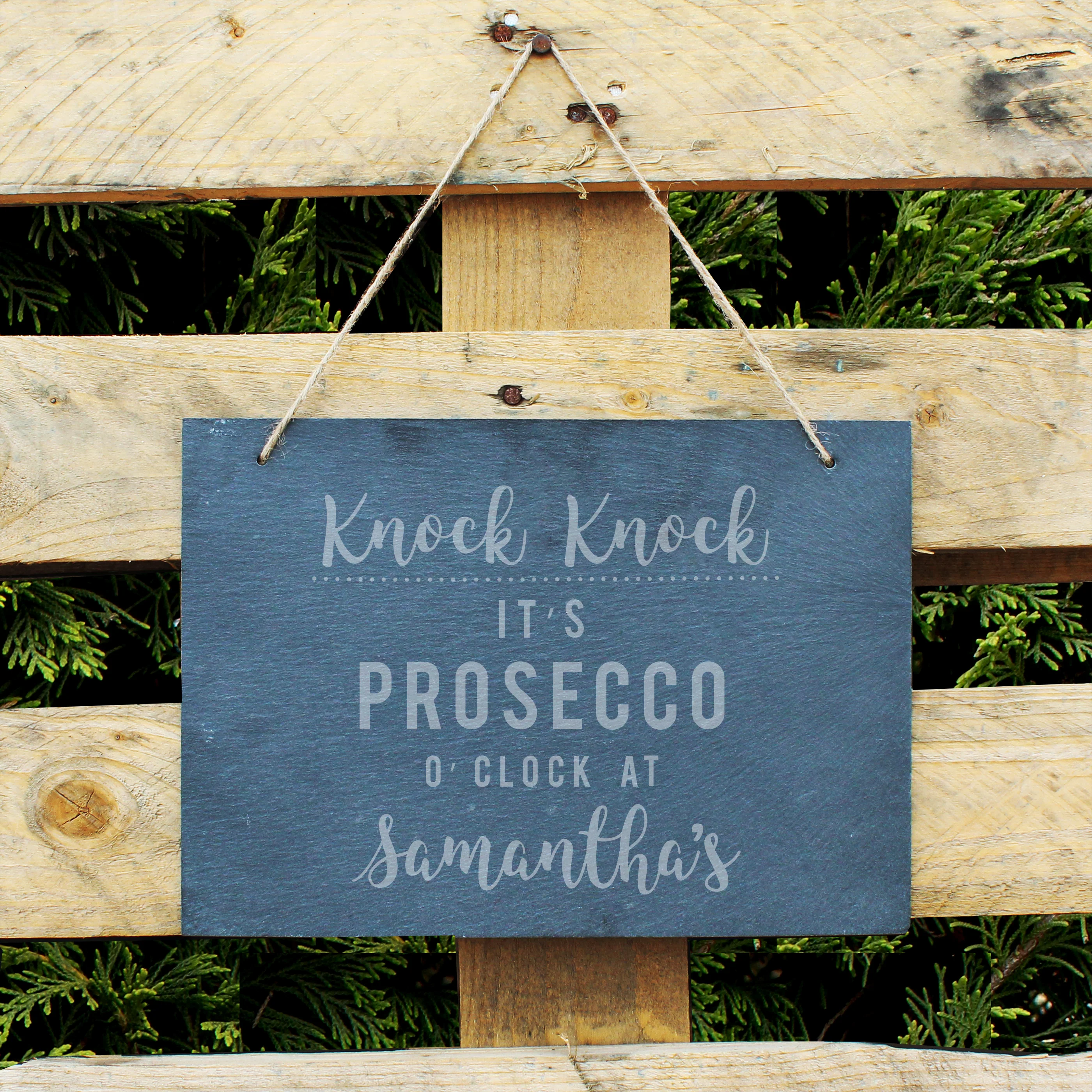 Personalised Prosecco O'Clock Large Hanging Slate Sign - Image 3