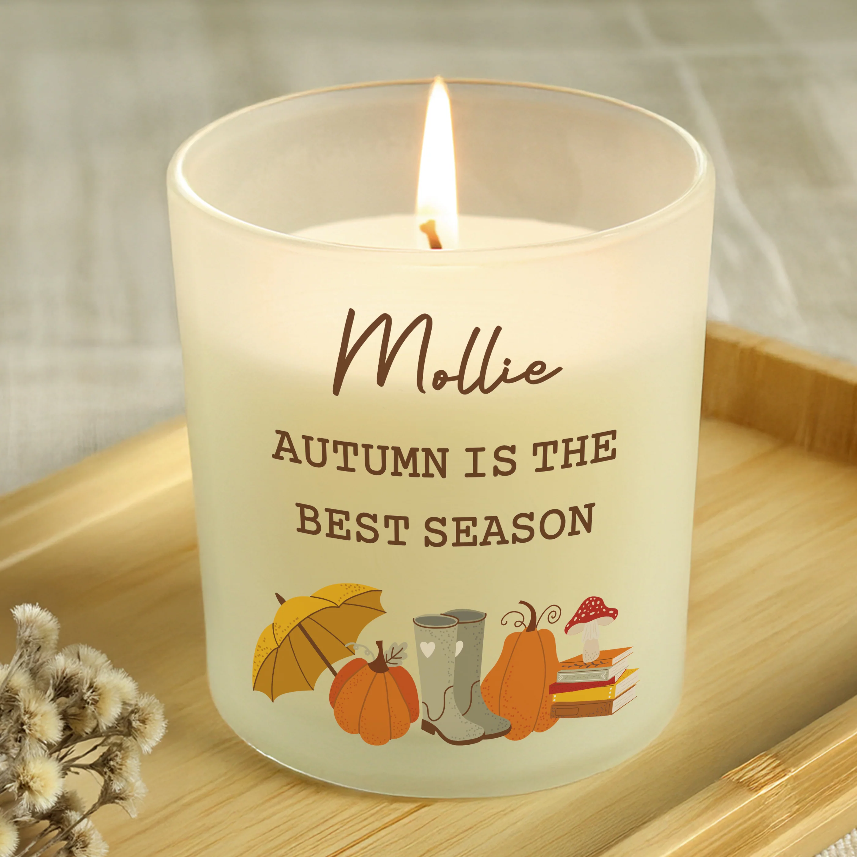 Personalised Pumpkin Frosted Glass Candle - Image 2