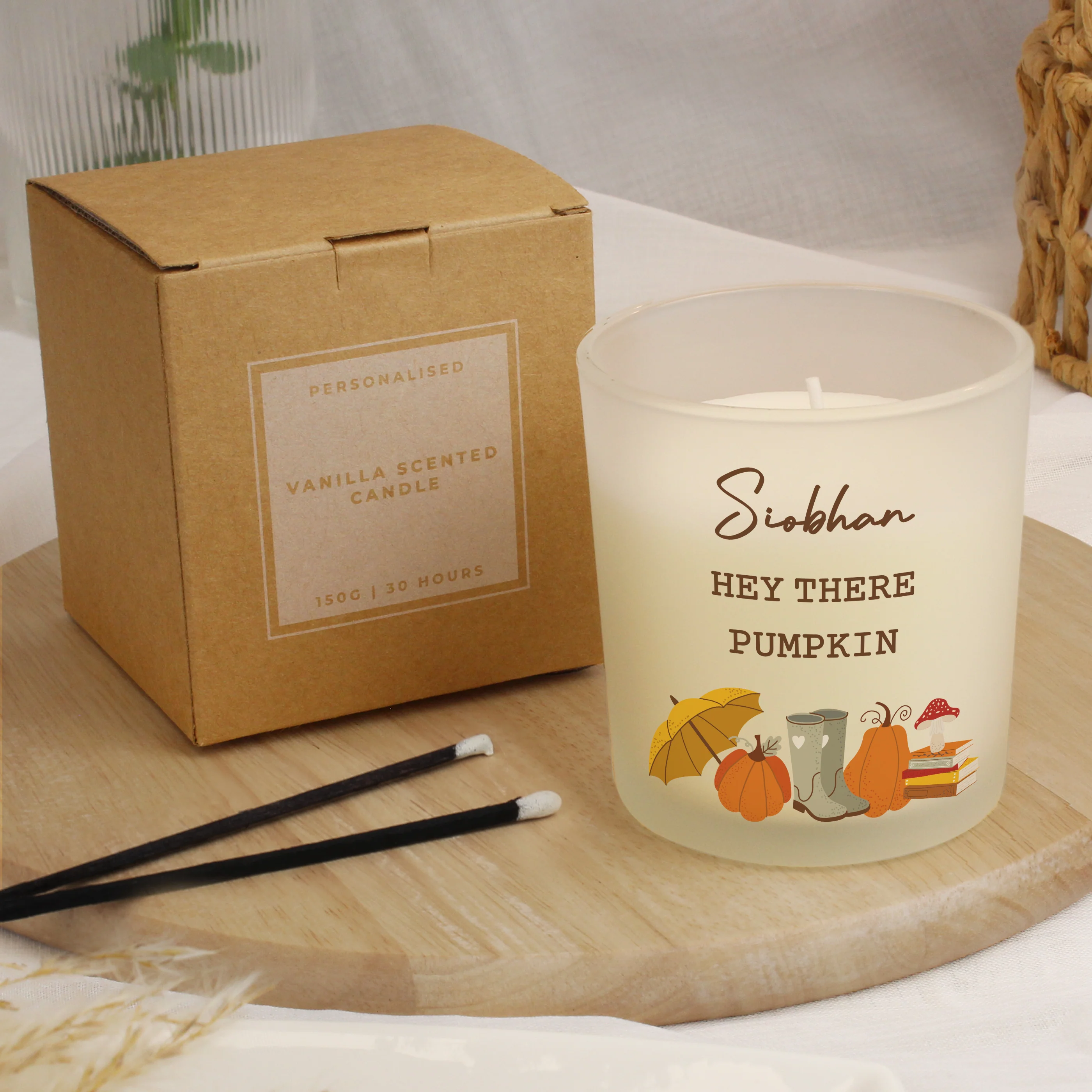 Personalised Pumpkin Frosted Glass Candle - Image 3