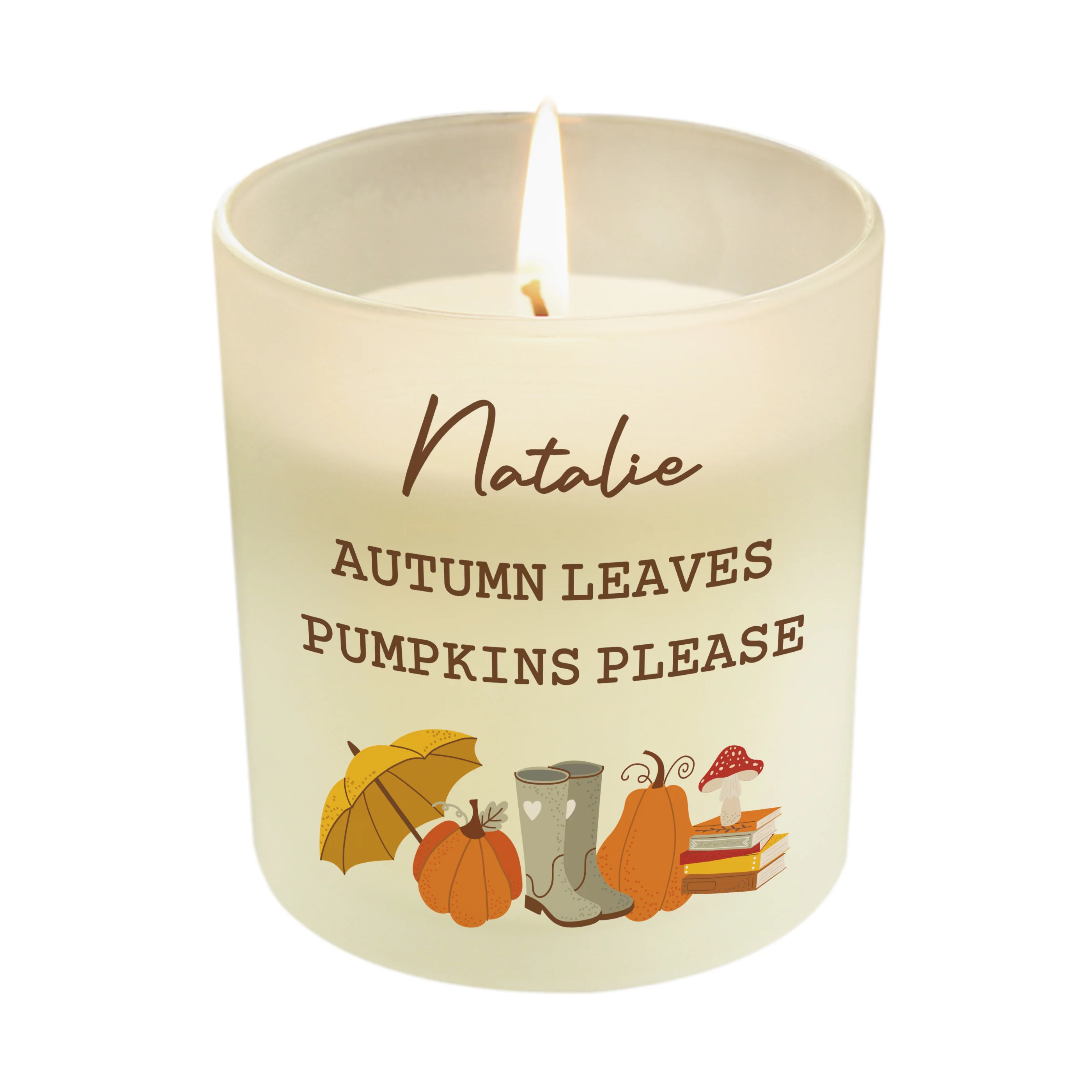 Personalised Pumpkin Frosted Glass Candle - Image 4