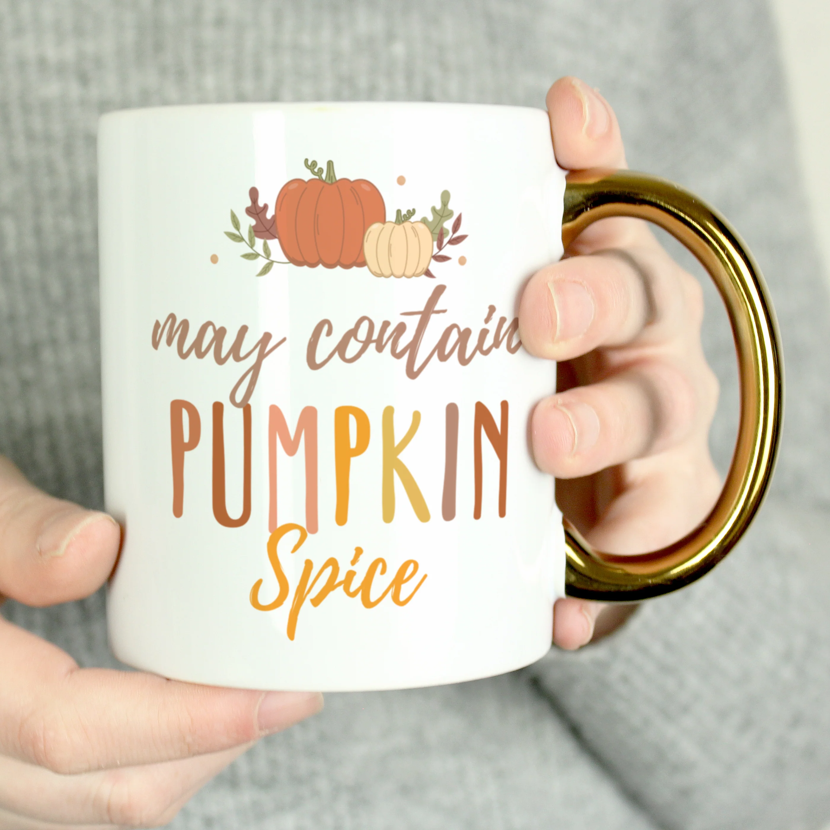 Personalised Pumpkin Spice Gold Handle Mug - Image 2