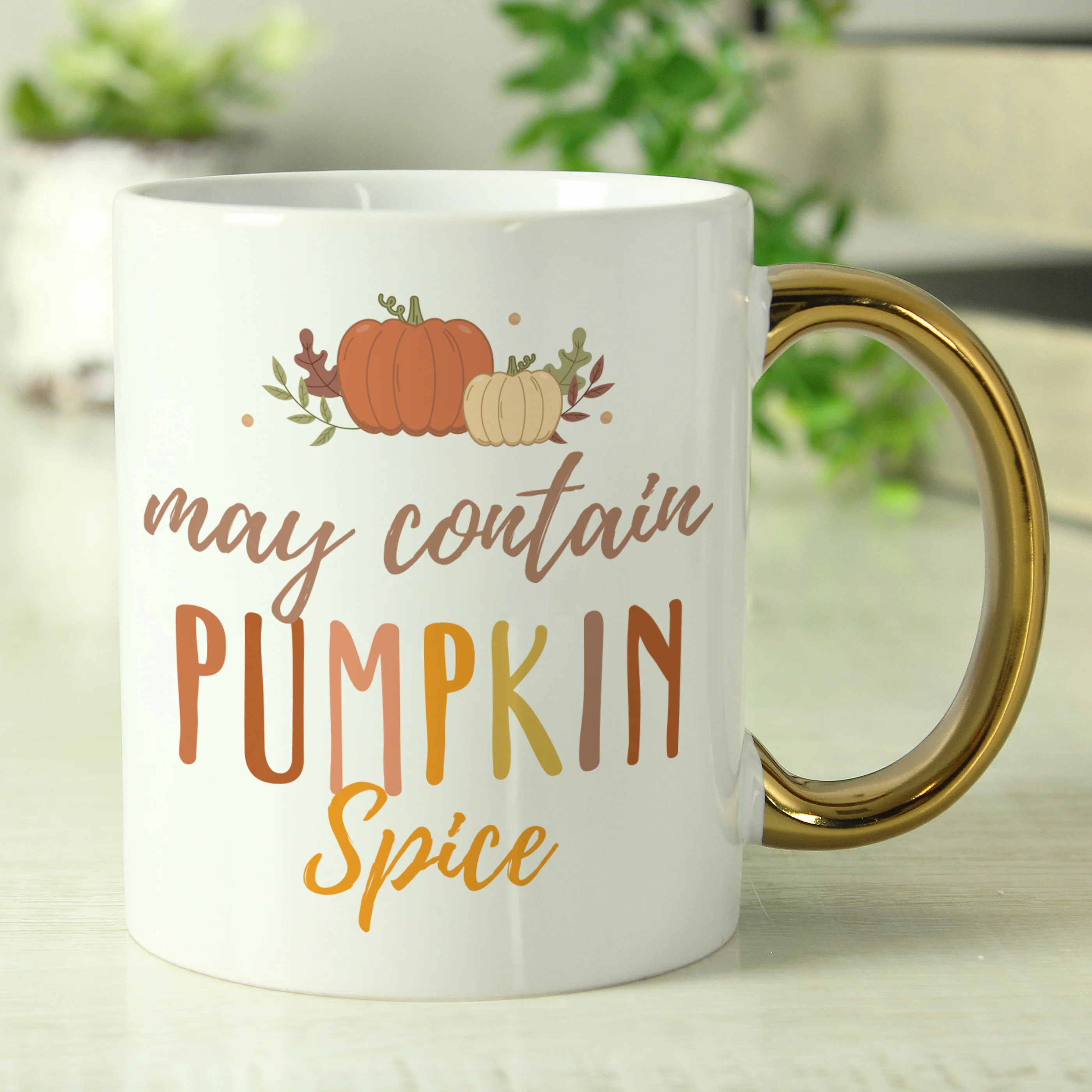 Personalised Pumpkin Spice Gold Handle Mug - Image 4