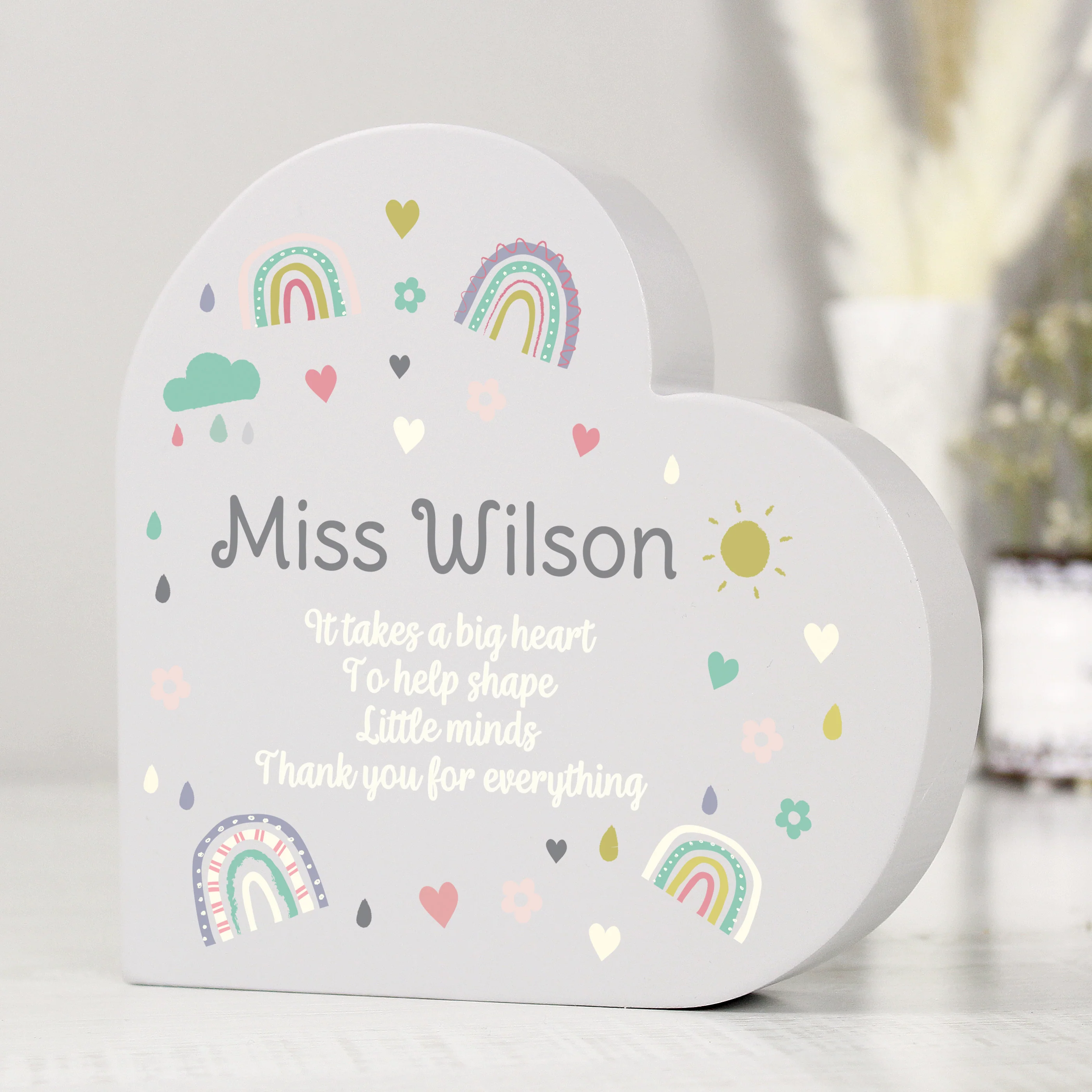Personalised Rainbow Free Standing Heart ornament - Image 4