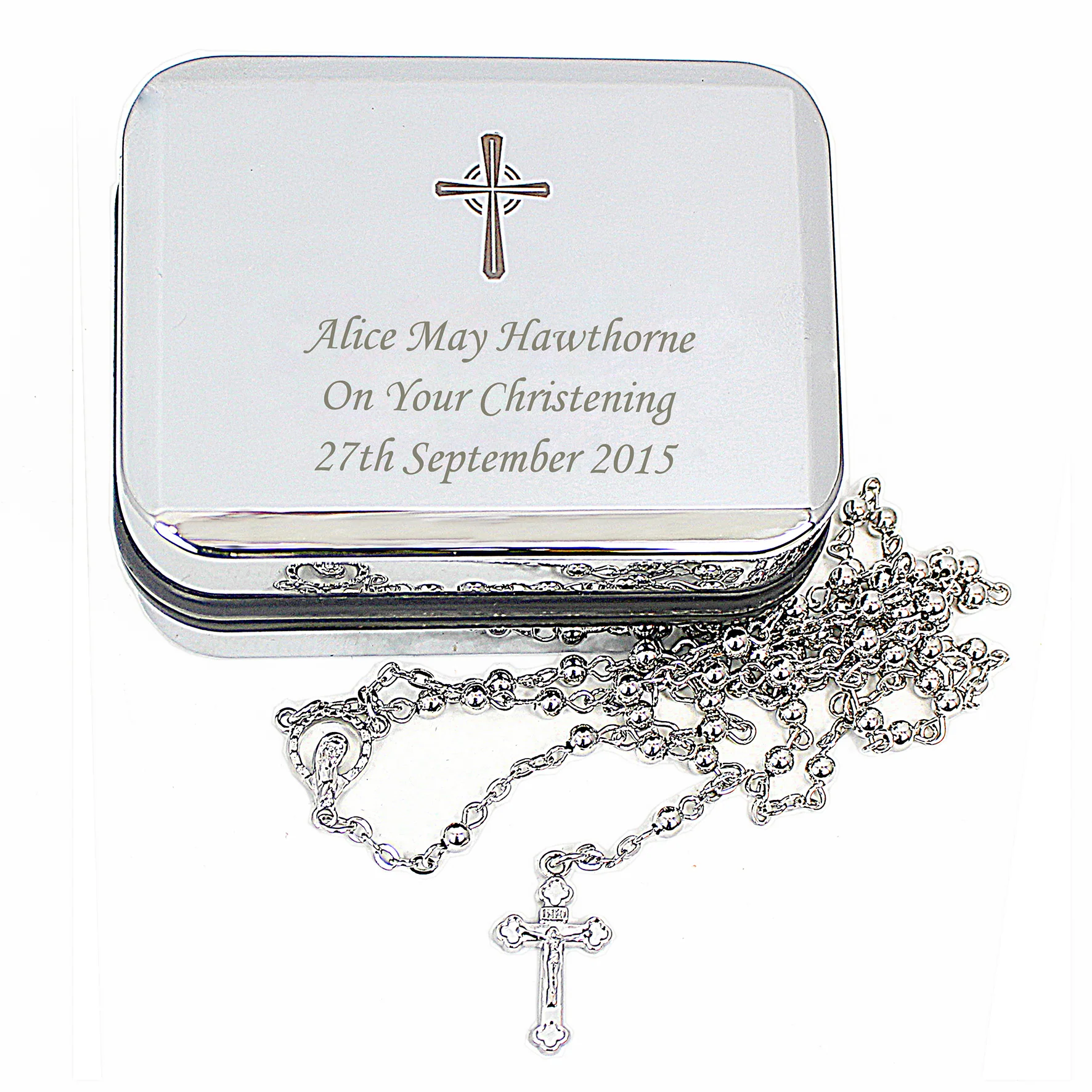Personalised Rosary Beads and Cross Trinket Box - Image 2